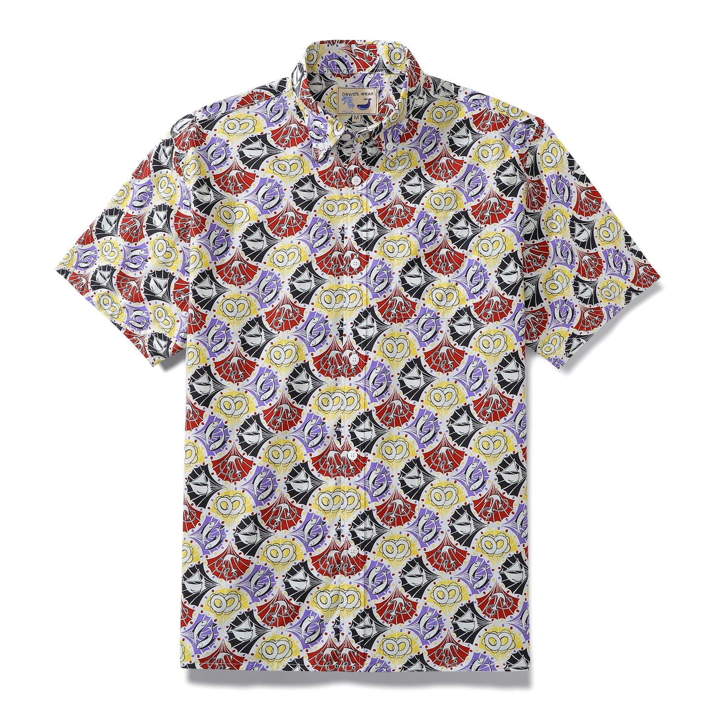 1970s Vintage Hawaiian Shirt For Men Vintage Old Navy Fish And Anchor Print Cotton Shirt