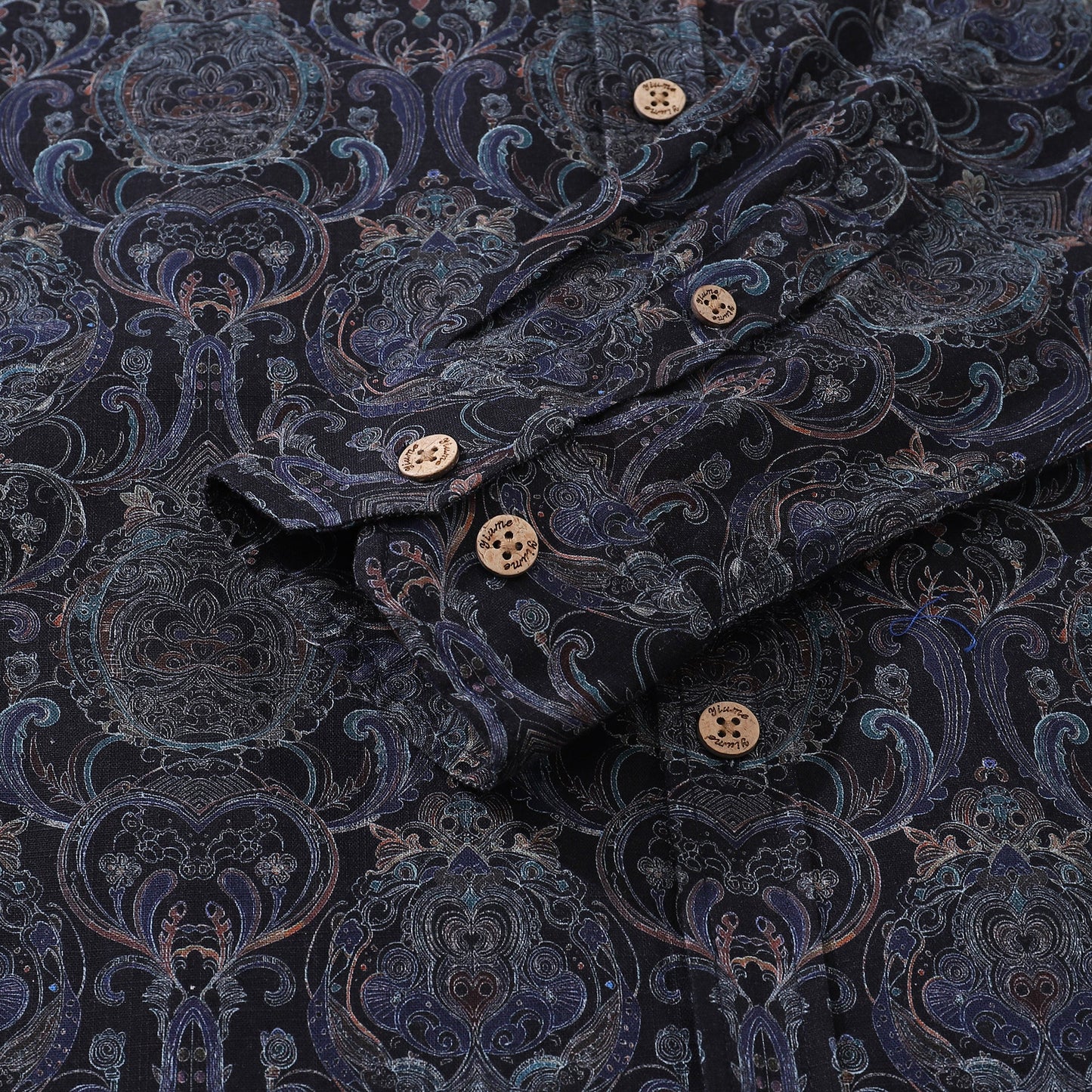 Men's Hawaiian Shirt Symmetrical Aesthetics Cotton Button-down Long Sleeve Aloha Shirt