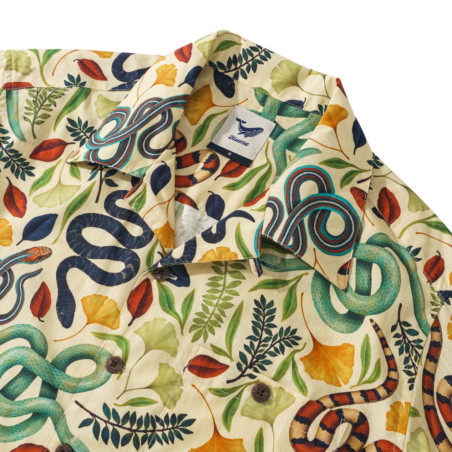 Mens 100% Cotton Hawaiian Shirt Short Sleeve Camp Collar Aloha Shirt Snake Shirt Sublime Snakes By Rosie Dore