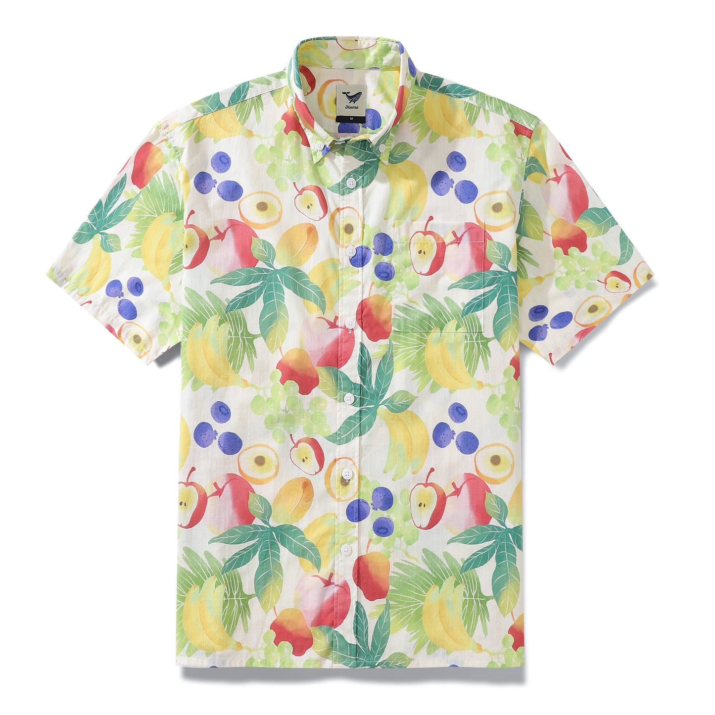 Men's Hawaiian Shirt Fruit Salad Print Cotton Button-down Short Sleeve Aloha Shirt