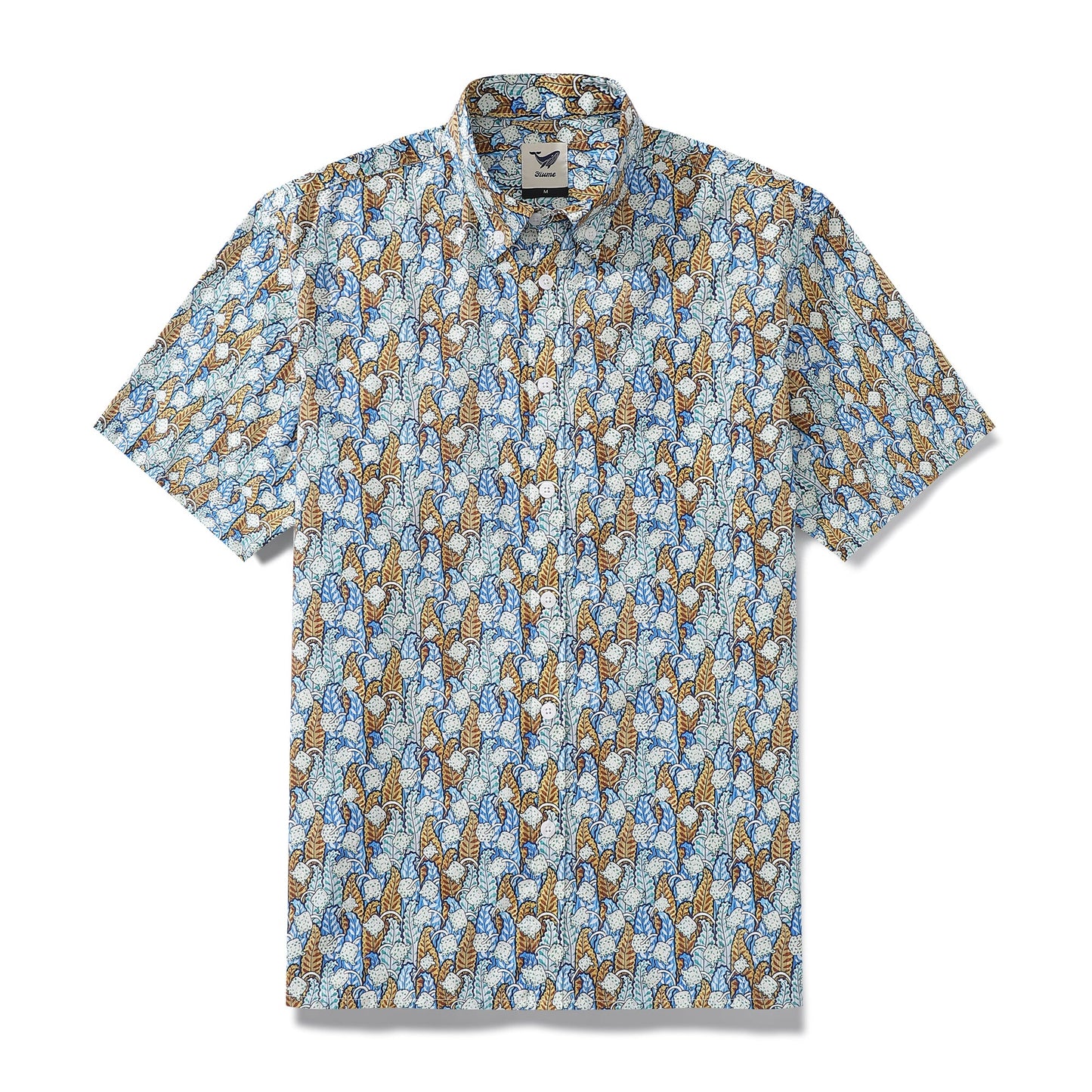 Men's Hawaiian Shirt Lily of the Valley Print Cotton Button-down
