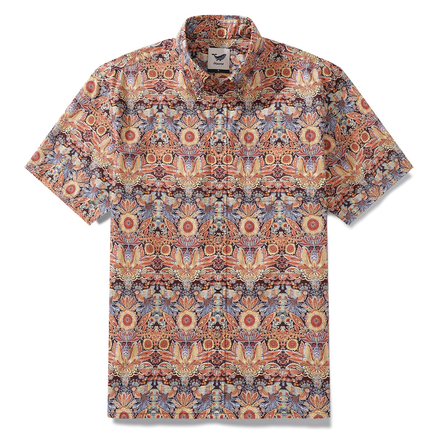 Men's Hawaiian Shirt Mystical Garden Print Cotton 1940s Vintage Short Sleeve Aloha Shirt