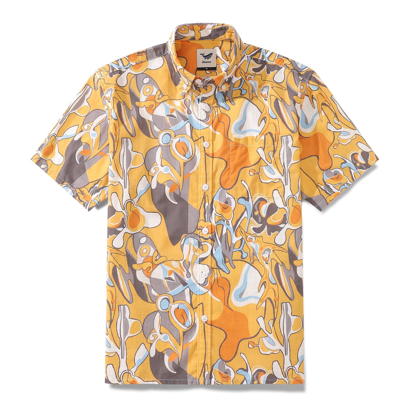 Men's Hawaiian Shirt Tropical Jazz Print Cotton Button-down Short Sleeve Aloha Shirt
