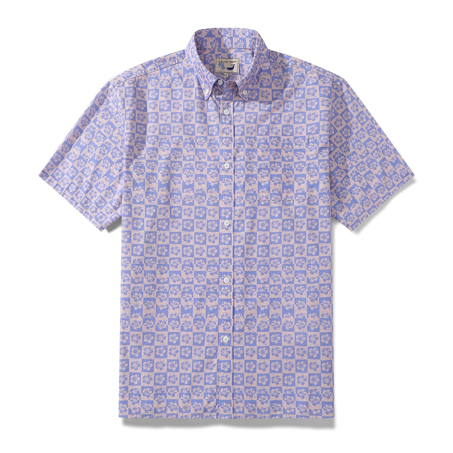 Hawaiian Shirts For Men Retro Hibiscus Print 100% Cotton Short Sleeve