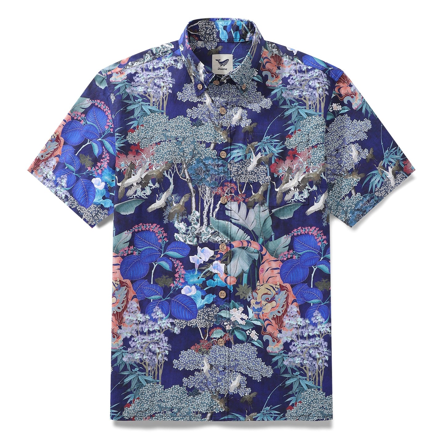 Men's Hawaiian Shirt 1950s Vintage Print Cotton Button-down Short Sleeve Aloha Shirt