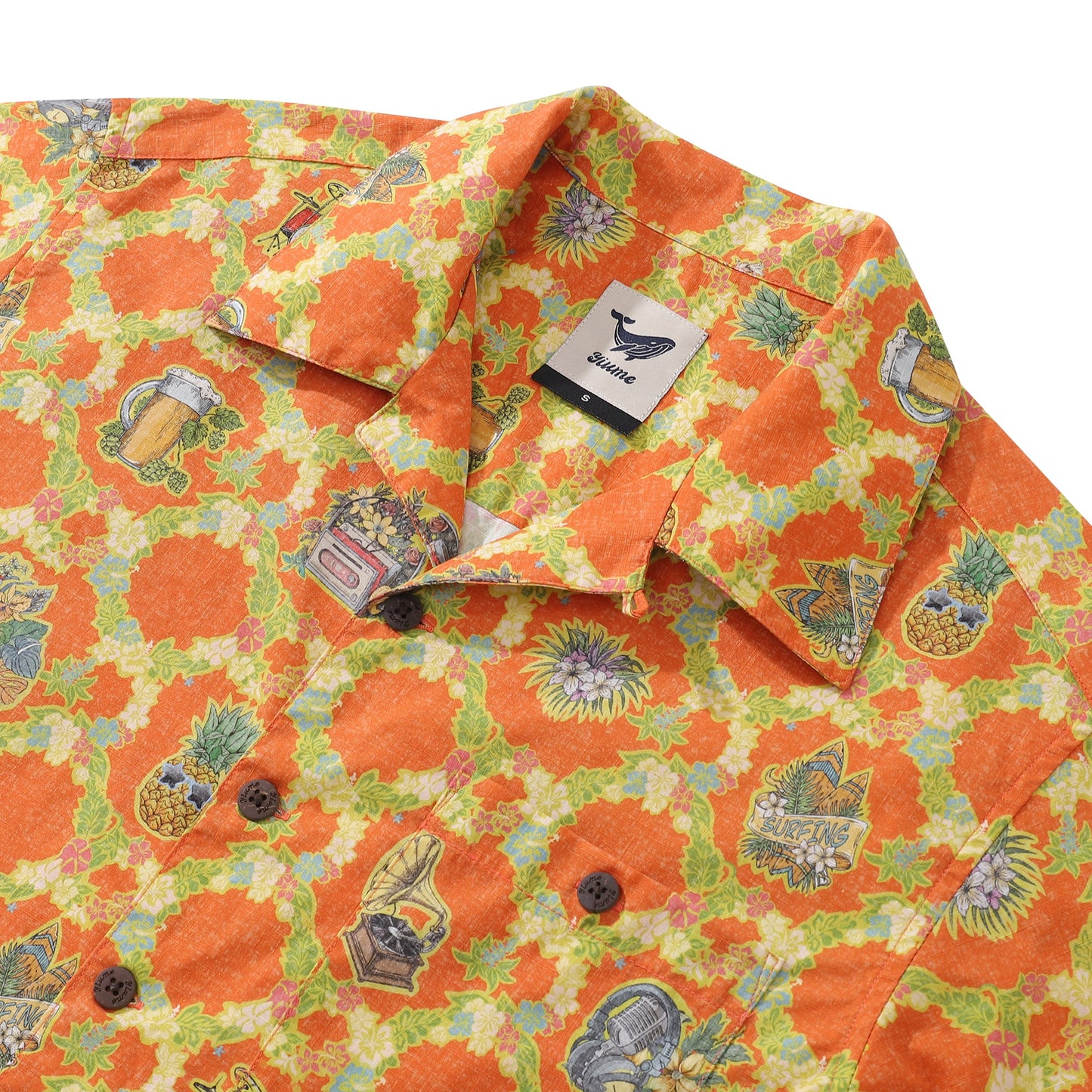 Hawaiian Shirt For Men The Season of Music Shirt Camp Collar 100% Cotton