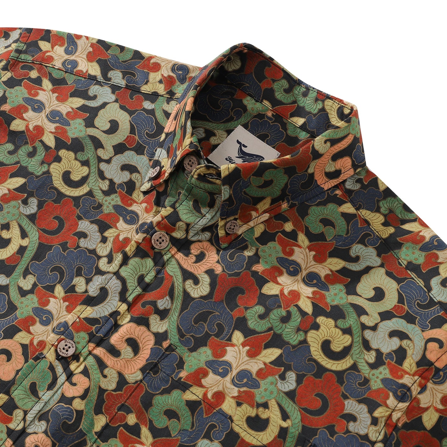 Men's Hawaiian Shirt Nightfall Garden Print Cotton Button-down Short Sleeve Aloha Shirt