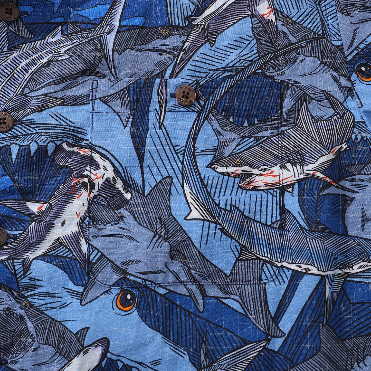 Hawaiian Shirt For Men Sharks in Schools Shirt Camp Collar 100% Cotton