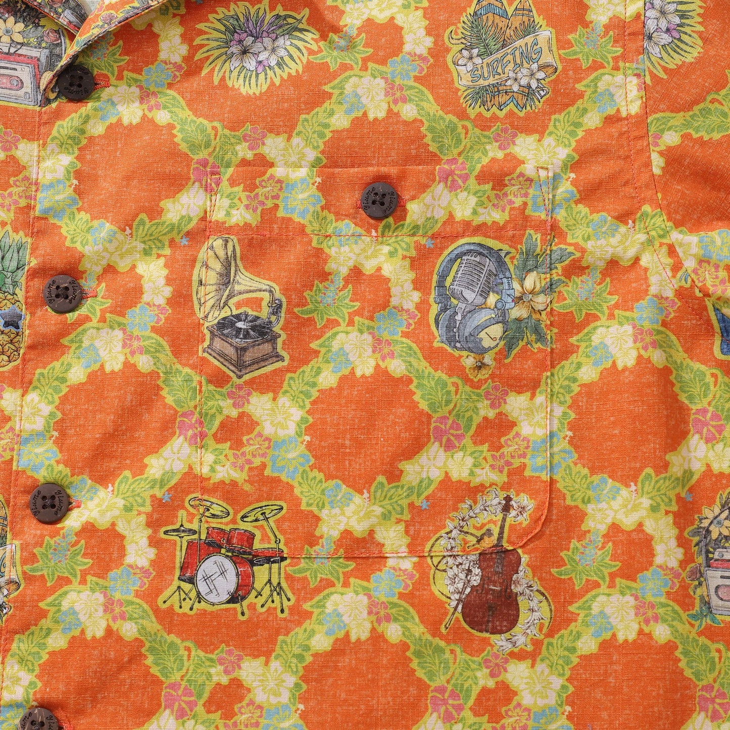 Hawaiian Shirt For Men The Season of Music Shirt Camp Collar 100% Cotton