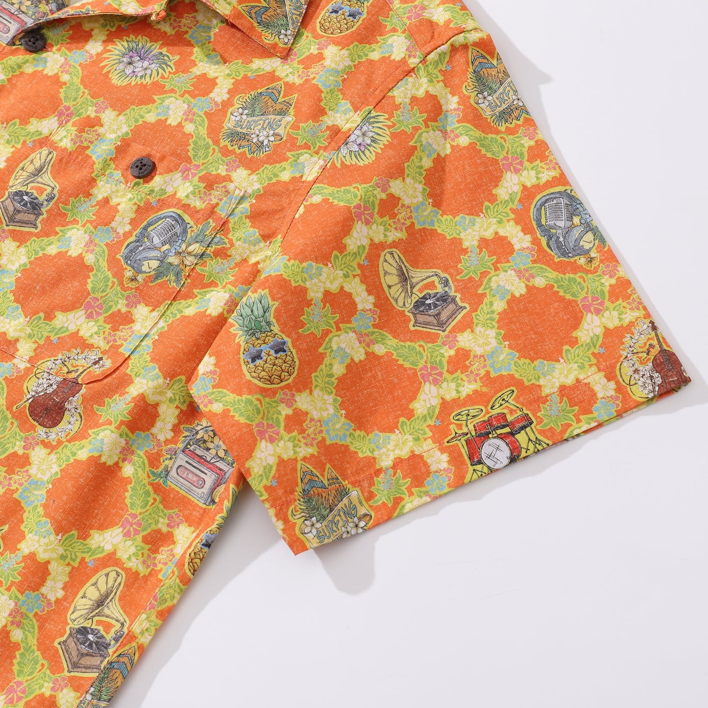 Hawaiian Shirt For Men The Season of Music Shirt Camp Collar 100% Cotton