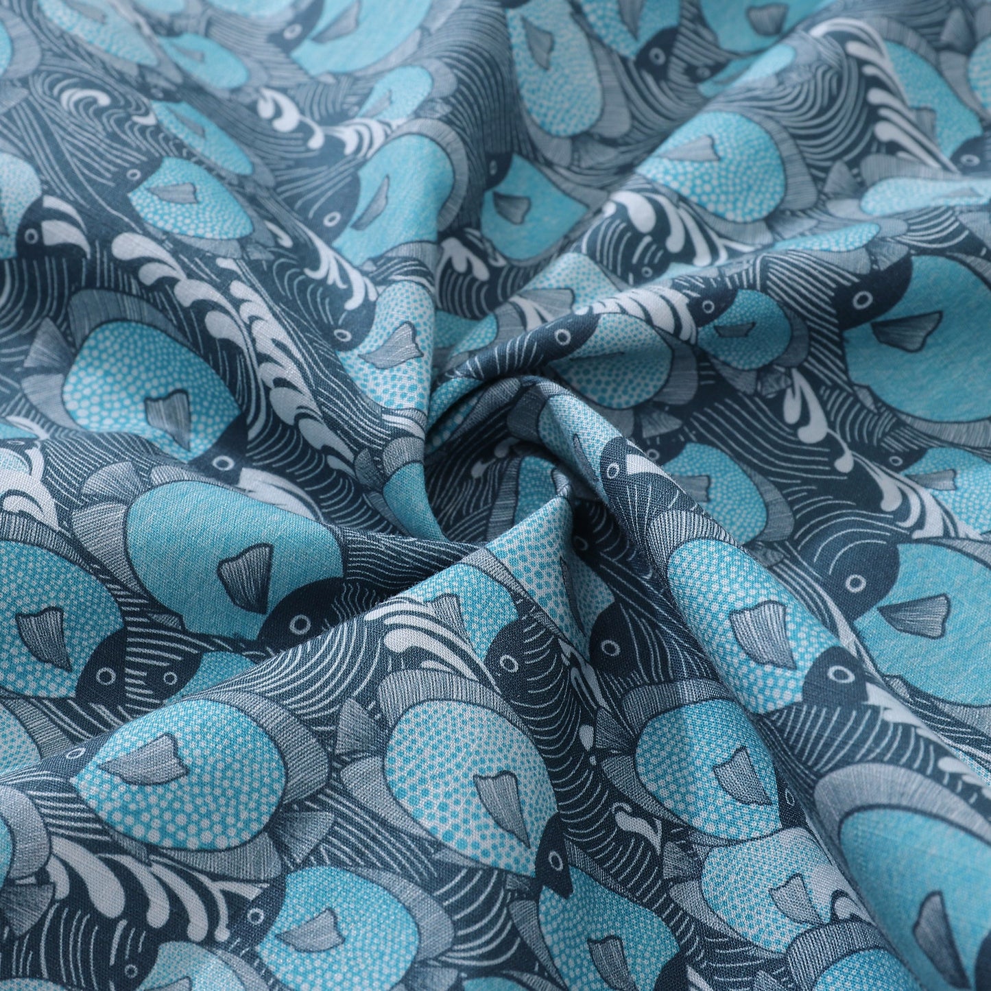 Men's Hawaiian Shirt Dottyfish Print Cotton Button-down Short Sleeve Aloha Shirt