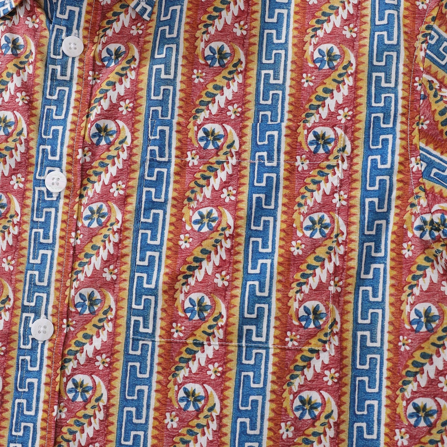 Men's Hawaiian Shirt Samothraki Print Cotton Button-down Short Sleeve Aloha Shirt