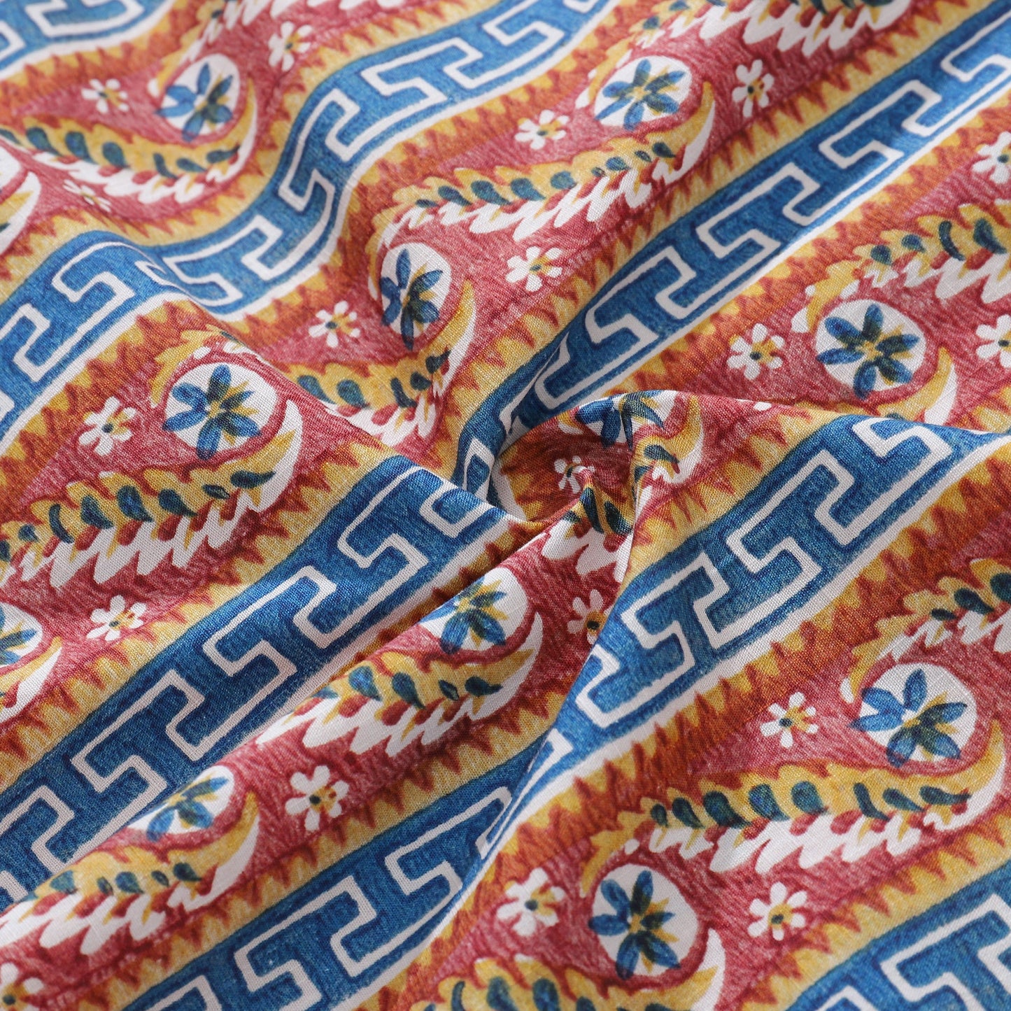 Men's Hawaiian Shirt Samothraki Print Cotton Button-down Short Sleeve Aloha Shirt
