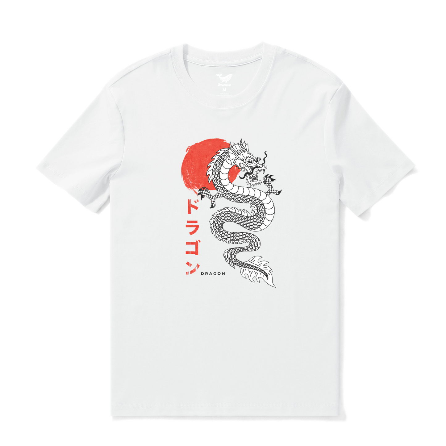 Hawaiian Tee For Men Dragon Dance Tee Crew Neck 100% Cotton - WHITE