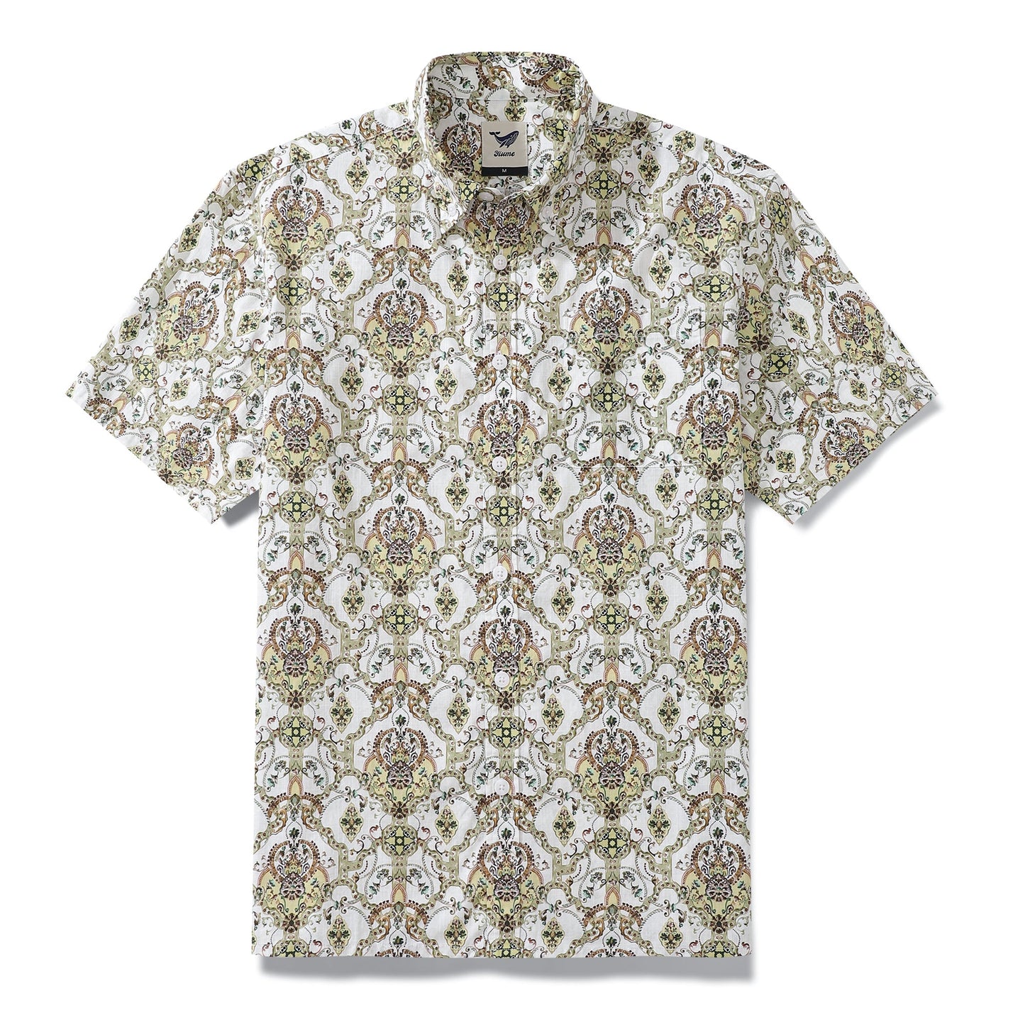 Men's Hawaiian Shirt Euclidean Pattern Print By Brooklyn Bees Design Studio Cotton Button-down Short Sleeve Aloha Shirt