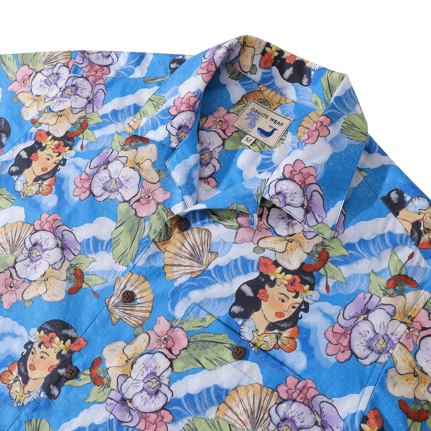 Hawaiian Shirts For Men Tropical Hibiscus Blue 1940s Vintage Hawaiian Cotton Aloha Shirt