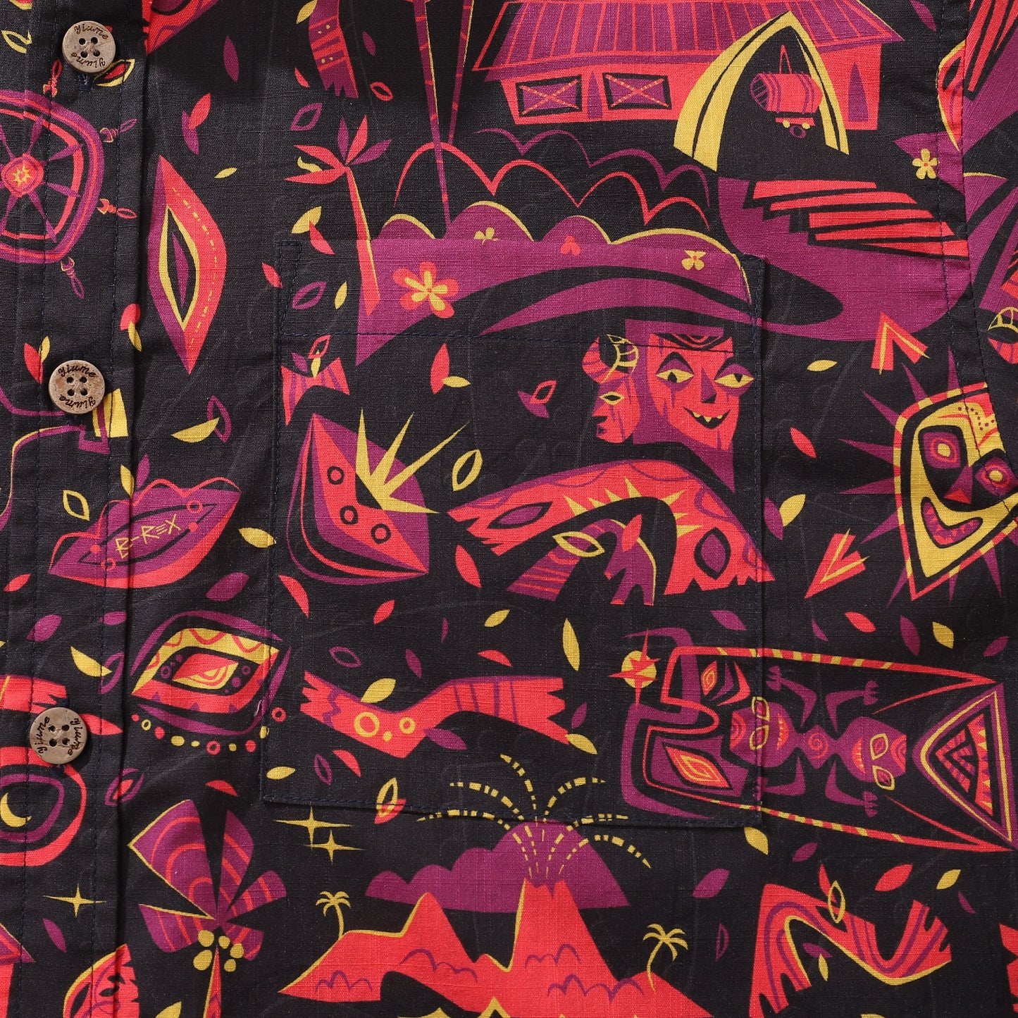 Tropical Hawaiian Shirt For Men The Tiki Bar Button-down Short Sleeve 100% Cotton Shirt