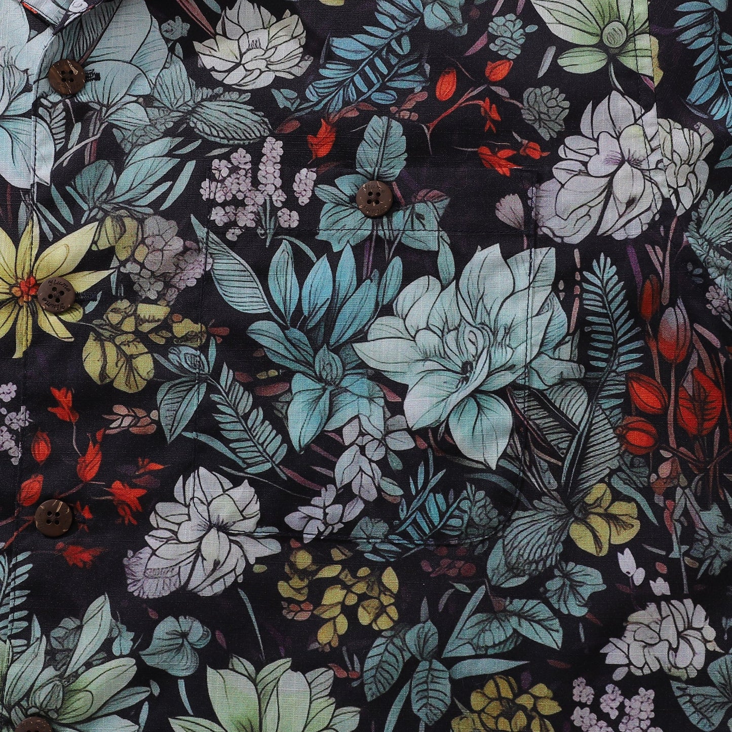 Floral Hawaiian Shirt For Men Flowering Shrubs Shirt Camp Collar 100% Cotton
