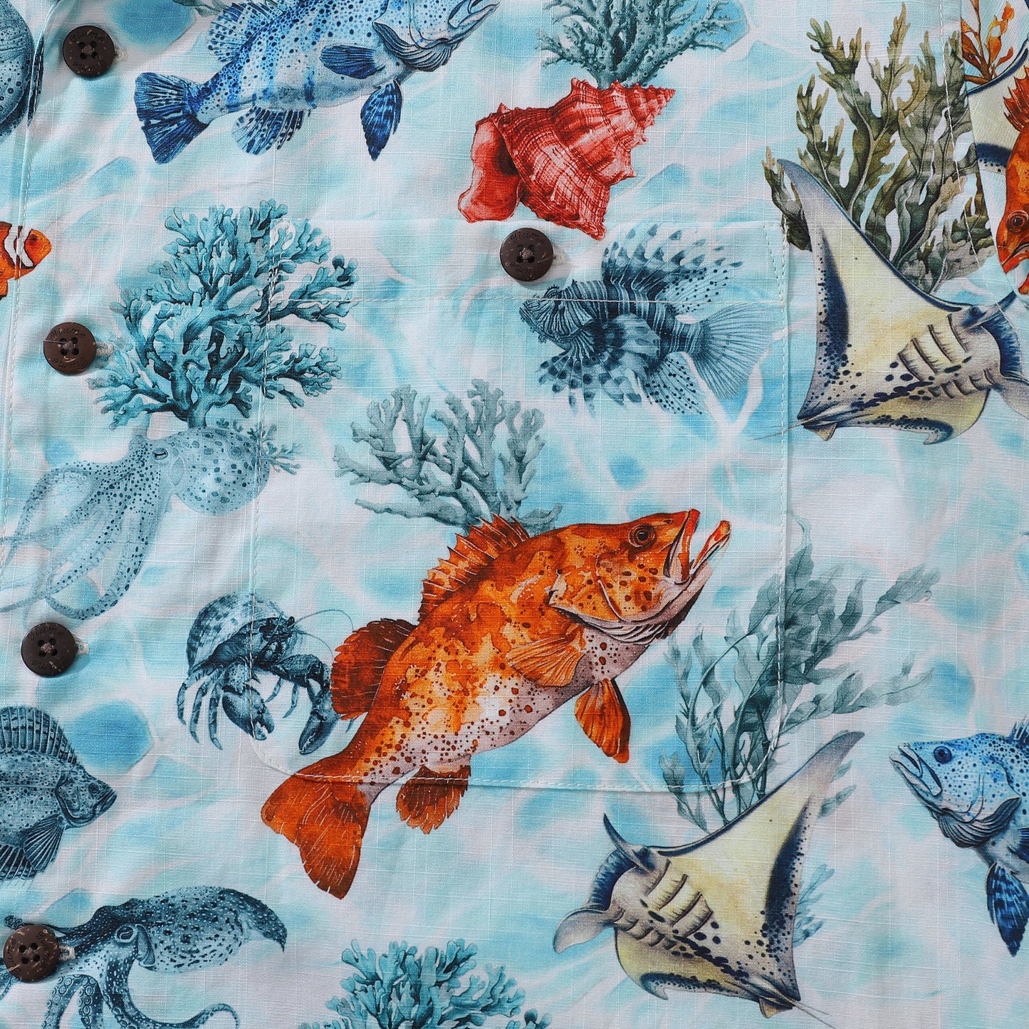 Bluey Hawaiian Shirt For Men Fish Shirt Camp Collar 100% Cotton Shirt