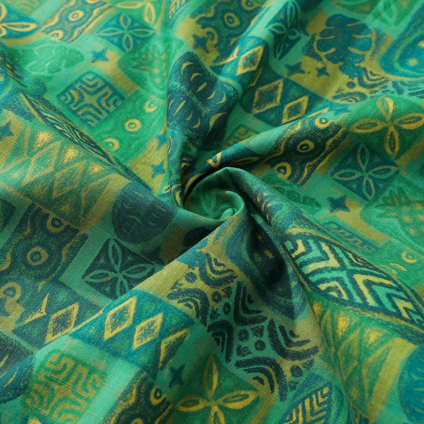 Hawaiian Shirts For Men Tiki Vintage Shirt Green Totem 100% Cotton