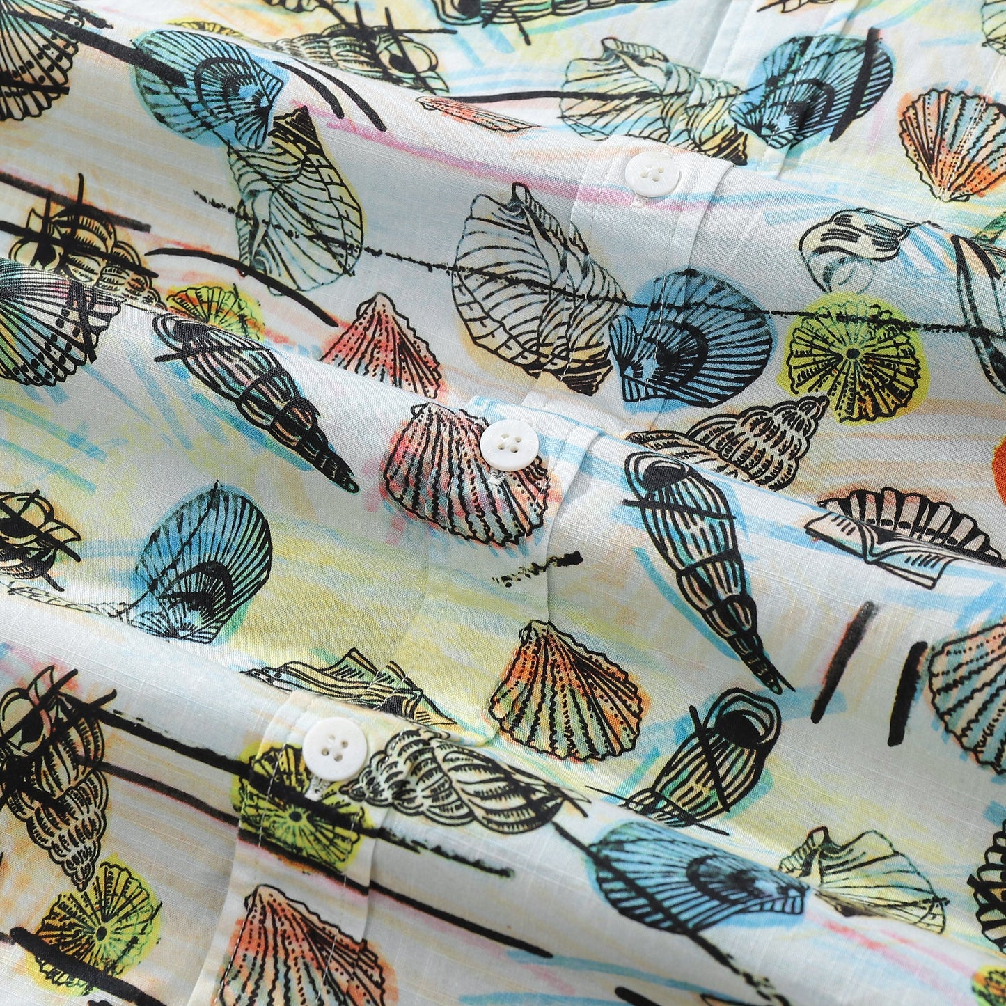 Hawaiian Shirts For Men Vintage Cotton Various Shellfish Print Shirt