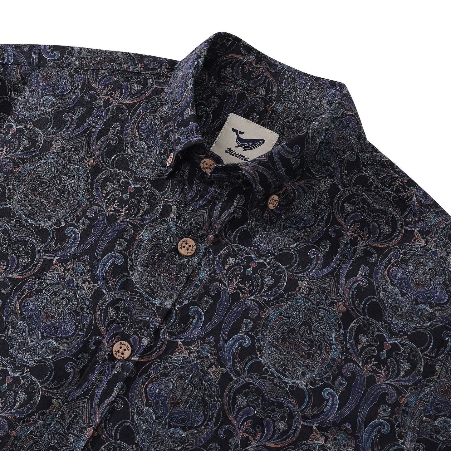 Men's Hawaiian Shirt Symmetrical Aesthetics Cotton Button-down Long Sleeve Aloha Shirt