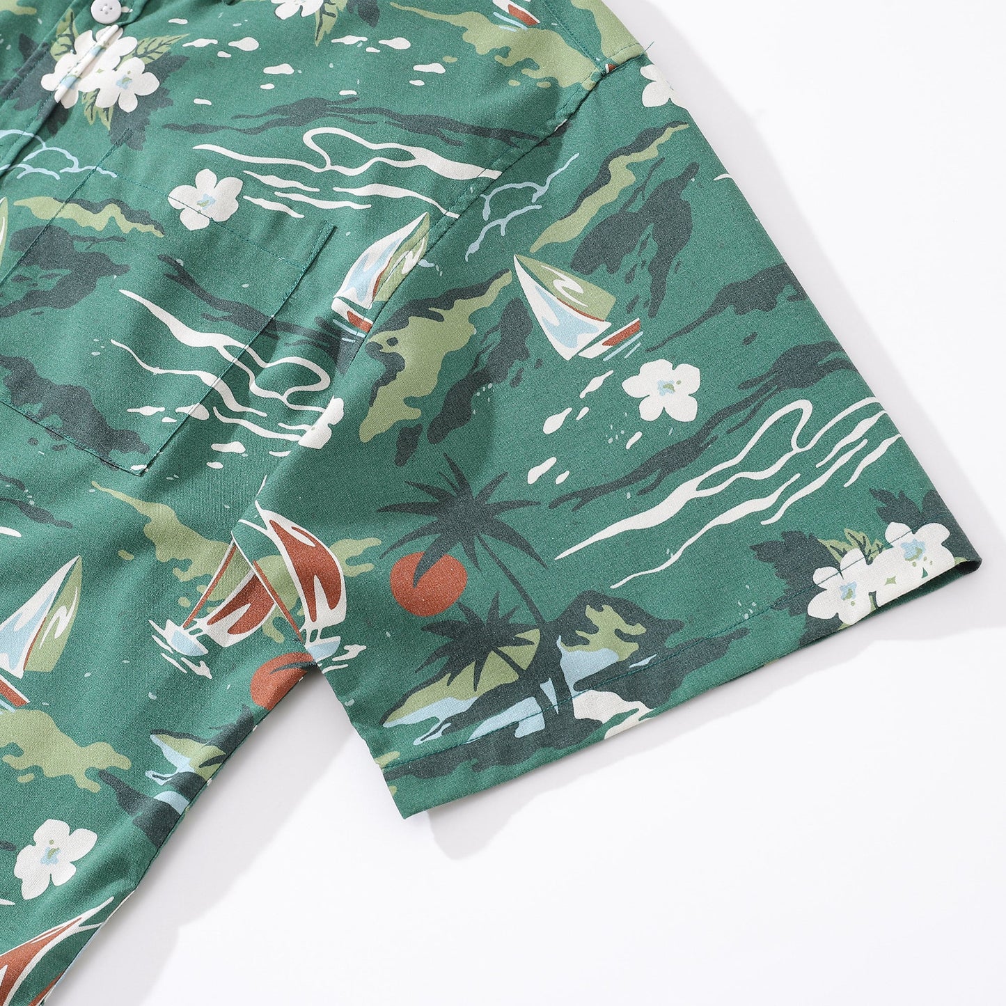 Wrinkle-Free Men's Hawaiian Shirt Summer Sailing Print Button-down Short Sleeve Aloha Shirt