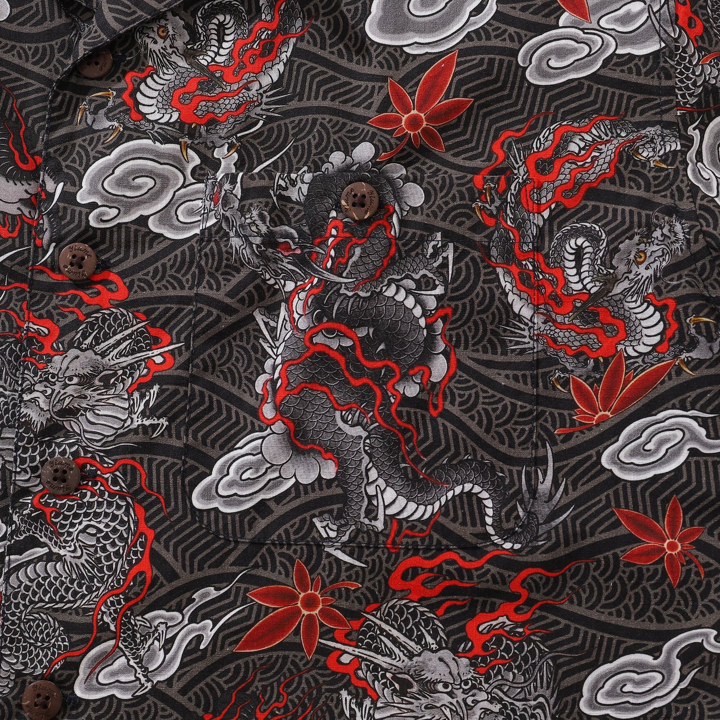 Men's Hawaiian Shirt The Dragon's Flight Print Cotton Camp Collar Short Sleeve Aloha Shirt