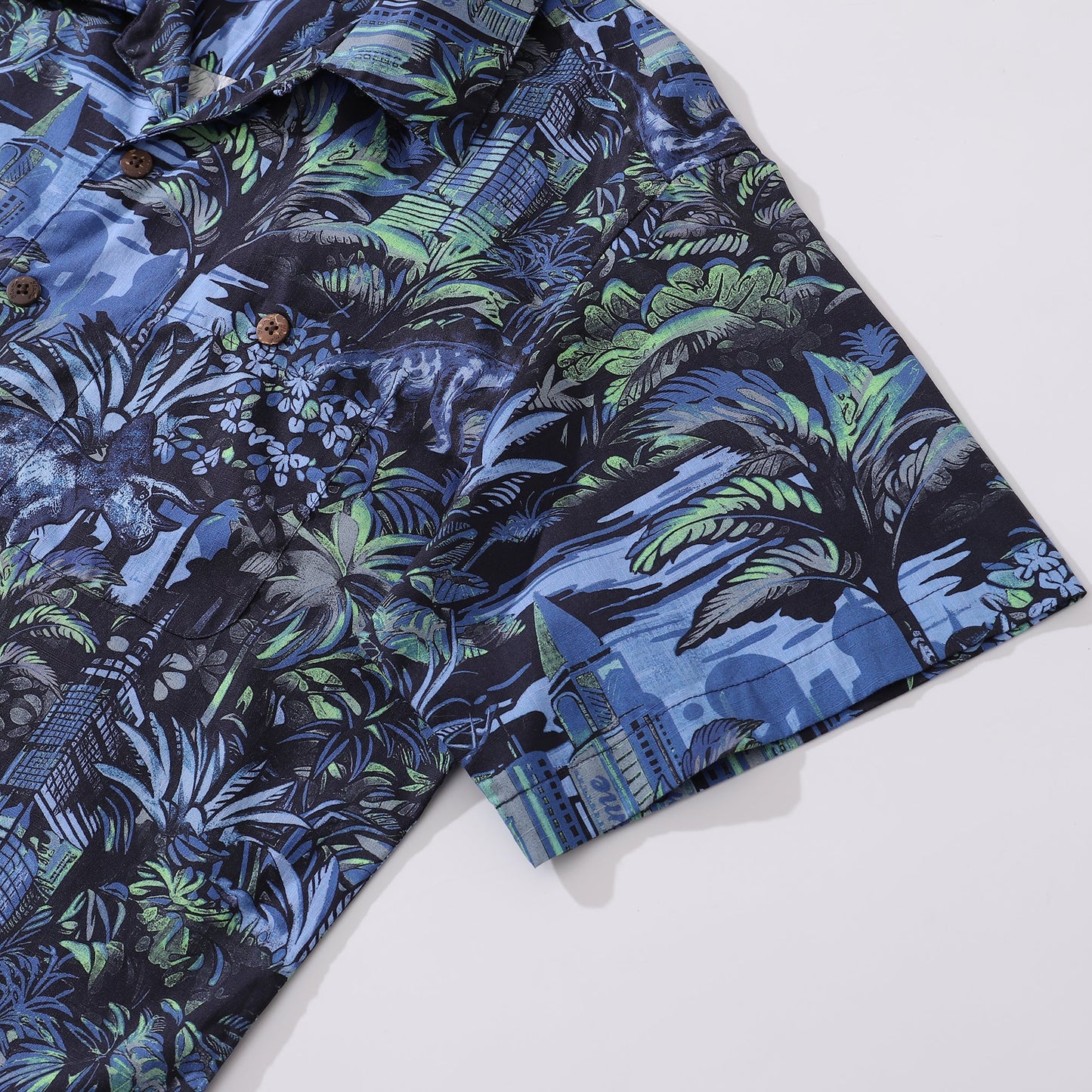 Hawaiian Shirt For Men Tropical Mirage Print Shirt Camp Collar 100% Cotton
