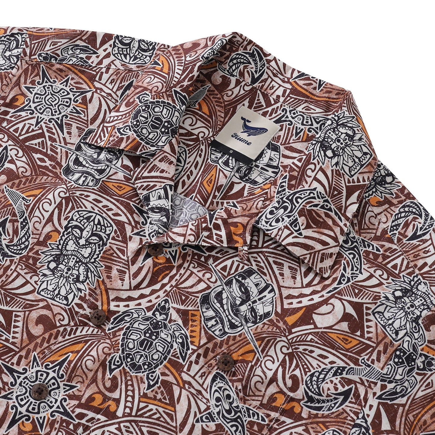 Hawaiian Shirt For Men Tiki Totem Vintage Shirt Camp Collar 100% Cotton