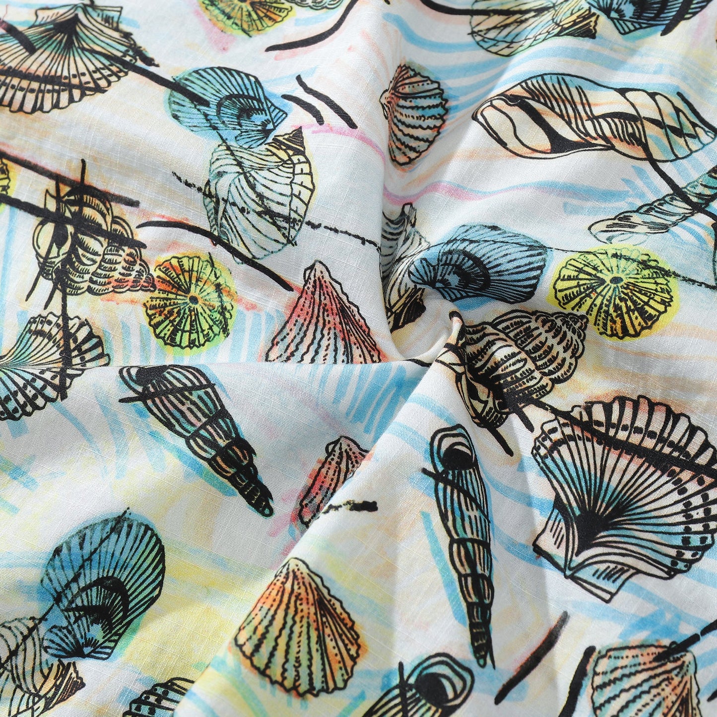 Hawaiian Shirts For Men Vintage Cotton Various Shellfish Print Shirt