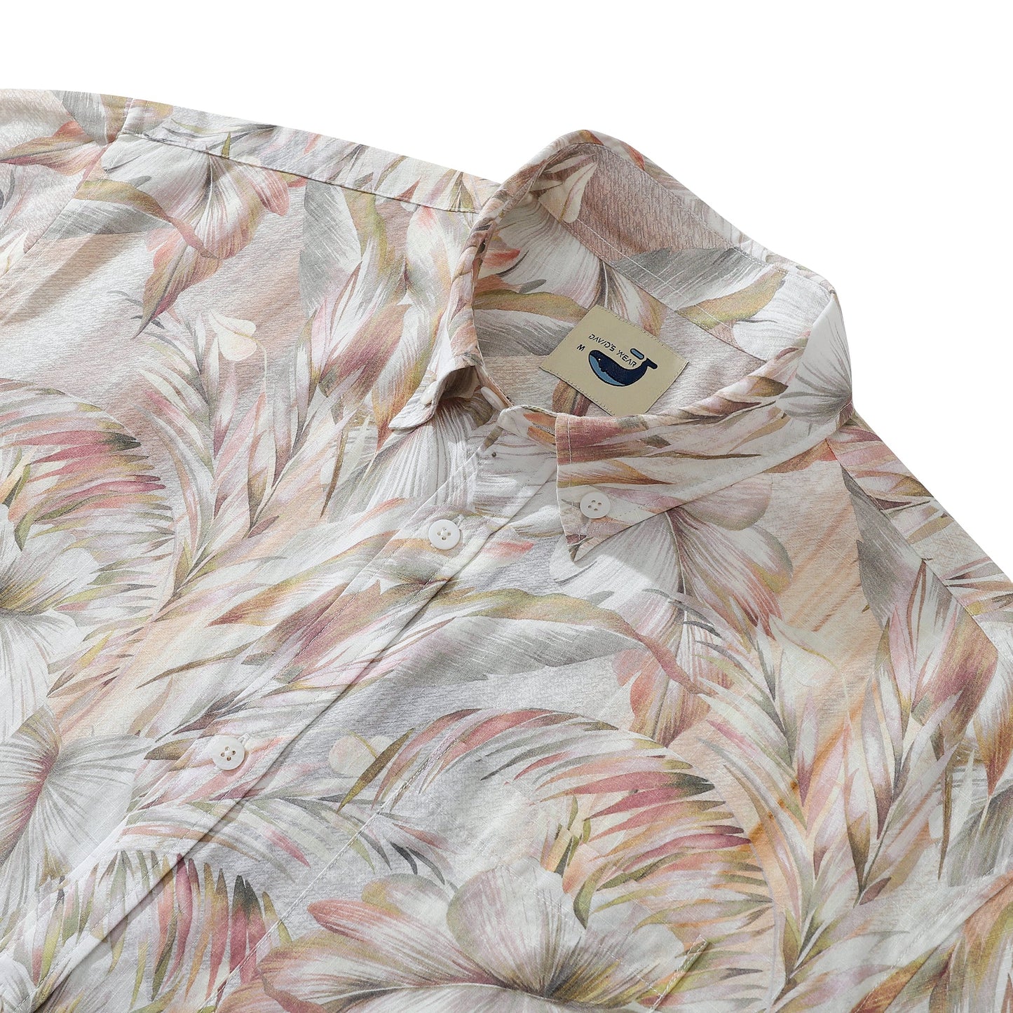 Men's Hawaiian Shirt Tropical Plam Leaves Short Sleeve Cotton Button Down