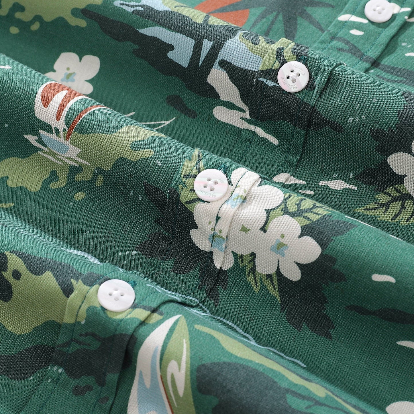 Wrinkle-Free Men's Hawaiian Shirt Summer Sailing Print Button-down Short Sleeve Aloha Shirt