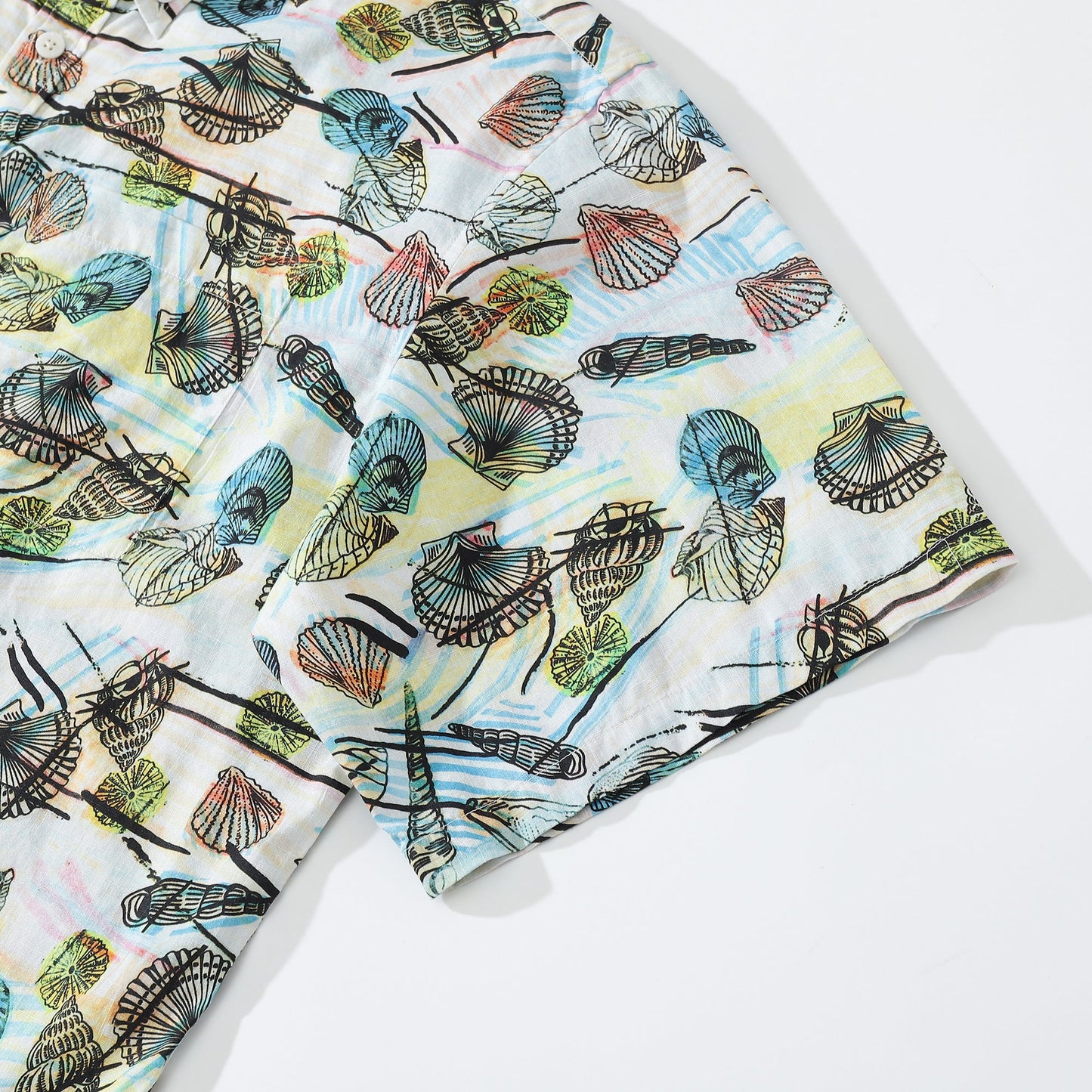 Hawaiian Shirts For Men Vintage Cotton Various Shellfish Print Shirt