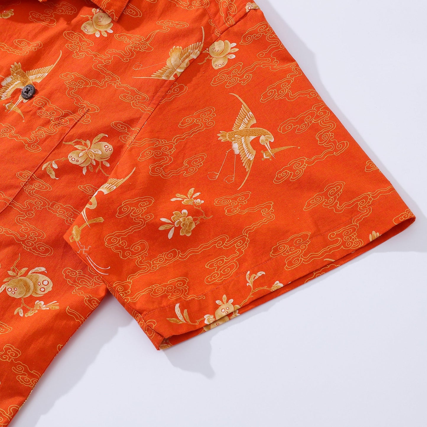 Vintage 1940s Hawaiian Shirt For Men Lucky Prosperity Shirt Camp Collar