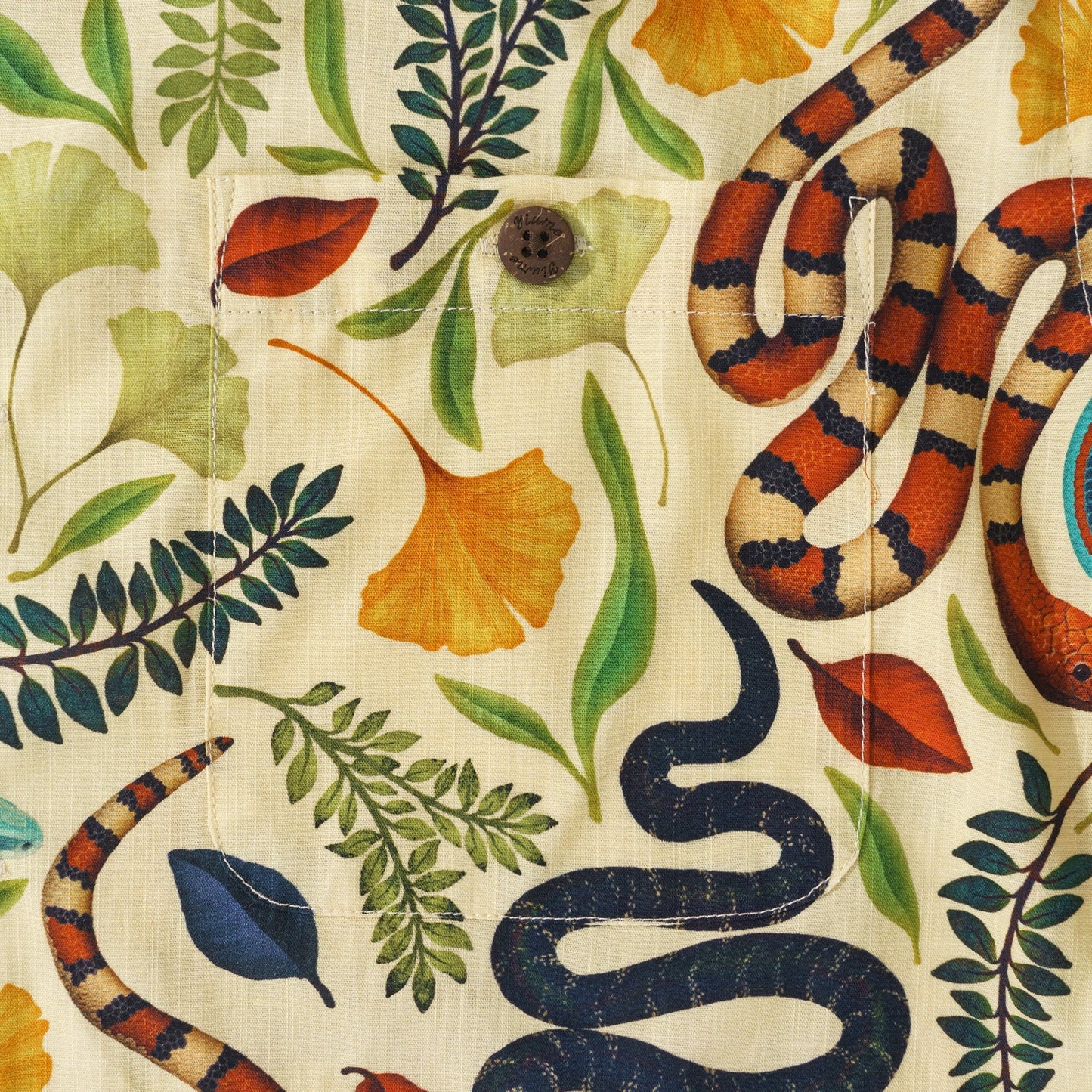 Mens 100% Cotton Hawaiian Shirt Short Sleeve Camp Collar Aloha Shirt Snake Shirt Sublime Snakes By Rosie Dore