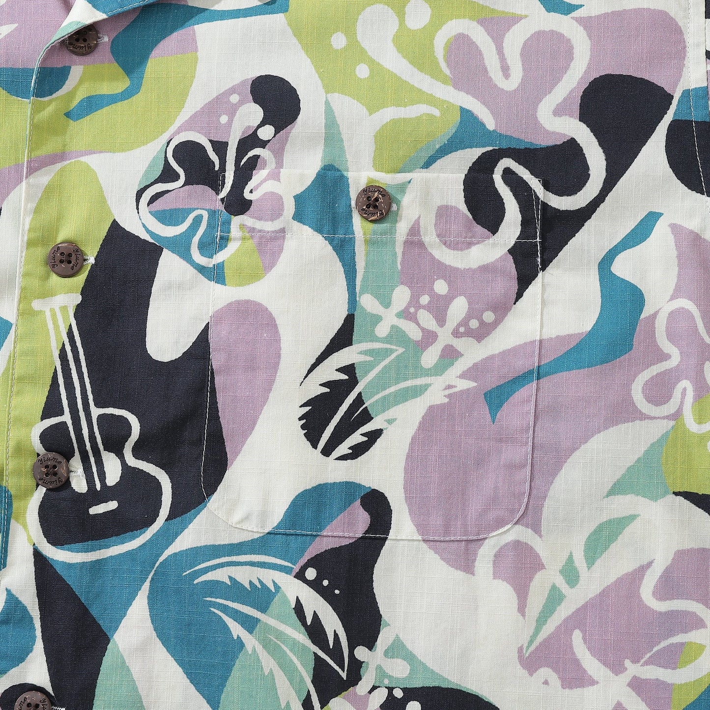 1960s Vintage Hawaiian Shirt For Men Waves and Notes Shirt Camp Collar 100% Cotton
