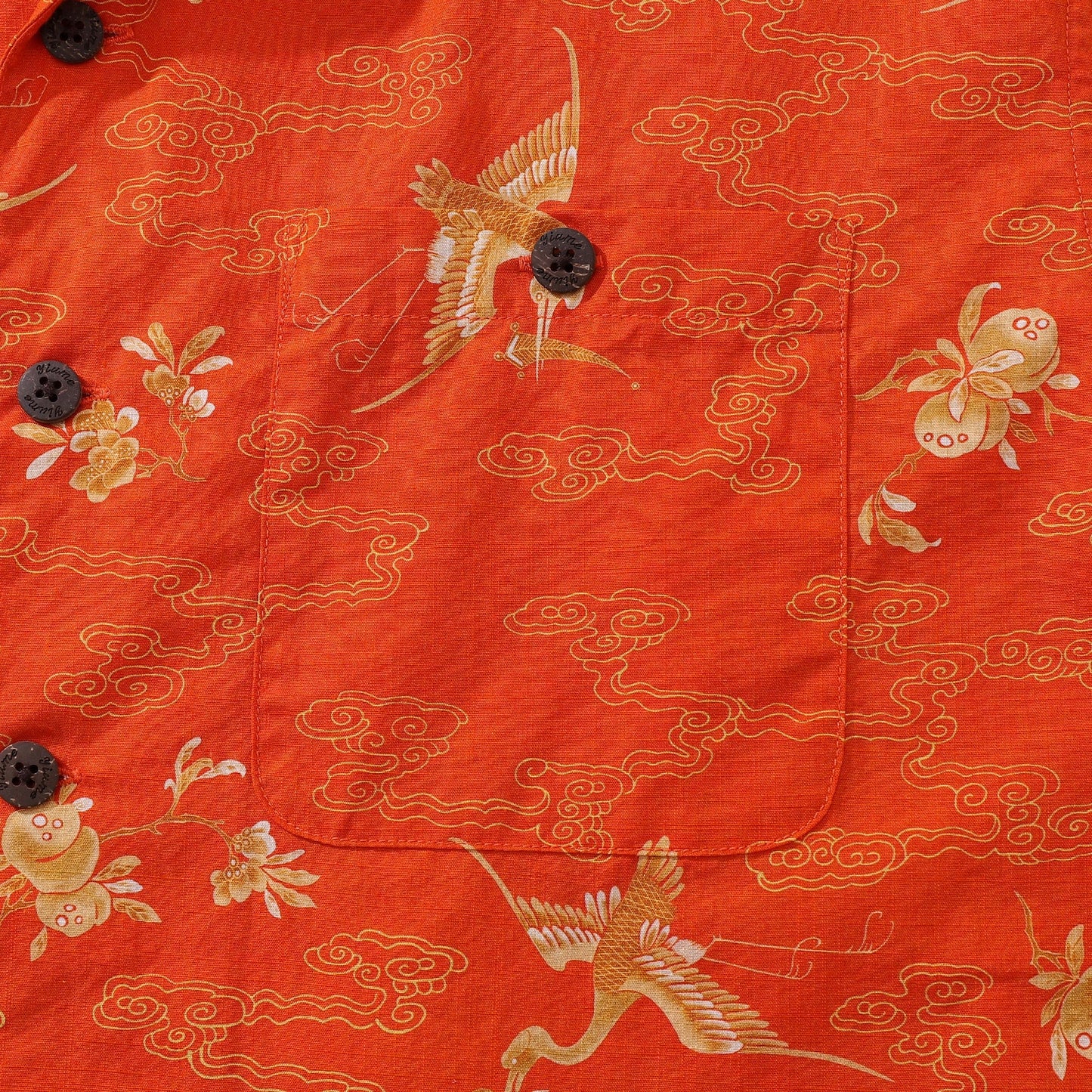 Vintage 1940s Hawaiian Shirt For Men Lucky Prosperity Shirt Camp Collar