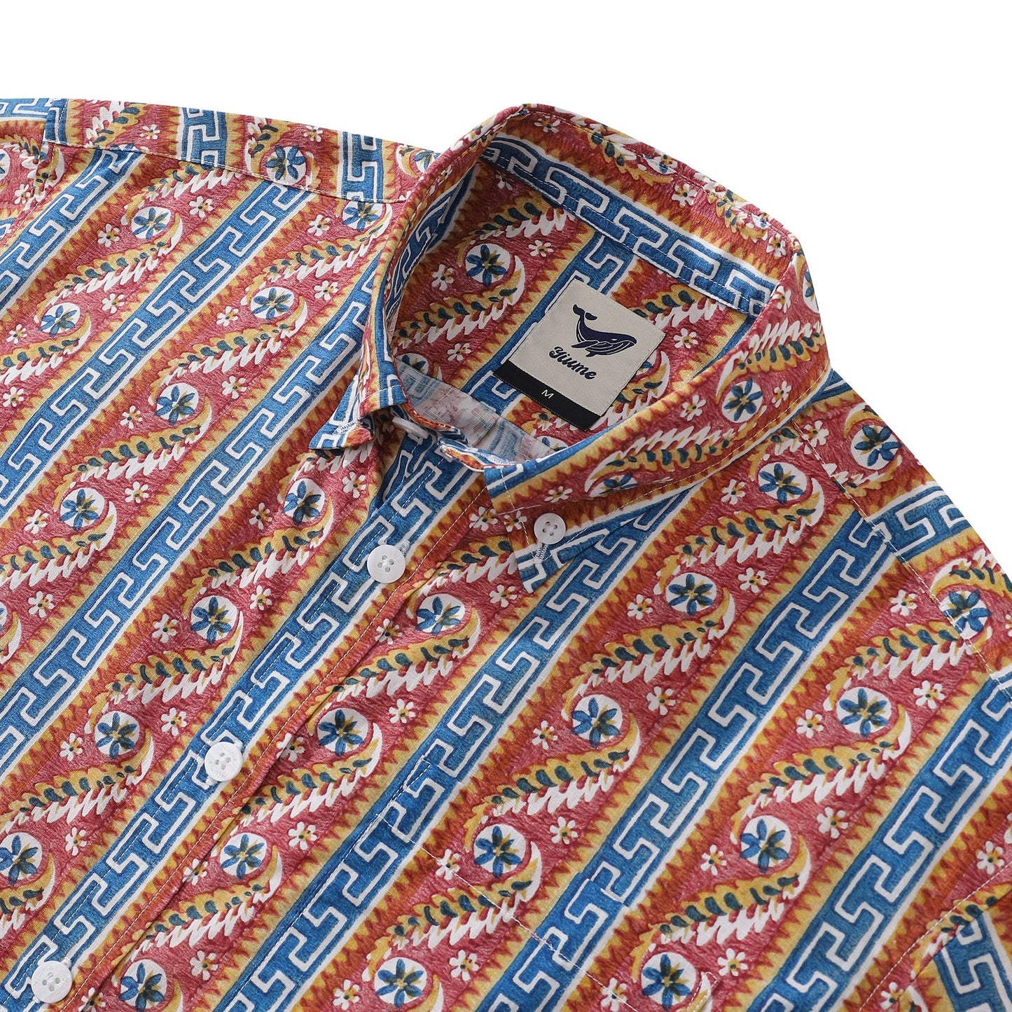 Men's Hawaiian Shirt Samothraki Print Cotton Button-down Short Sleeve Aloha Shirt
