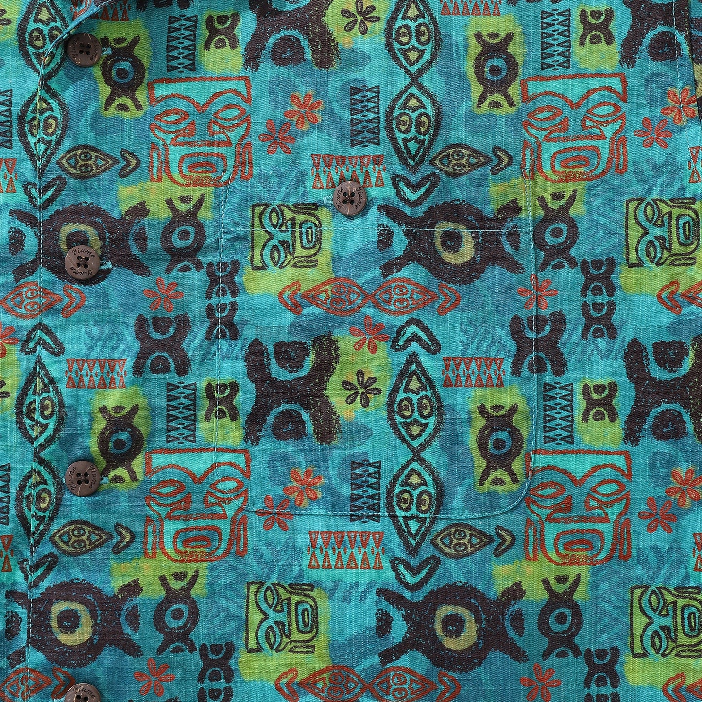 Hawaiian Shirt For Men Circle-Tiki-Patterncrop By Woody Miller Shirt Camp Collar 100% Cotton