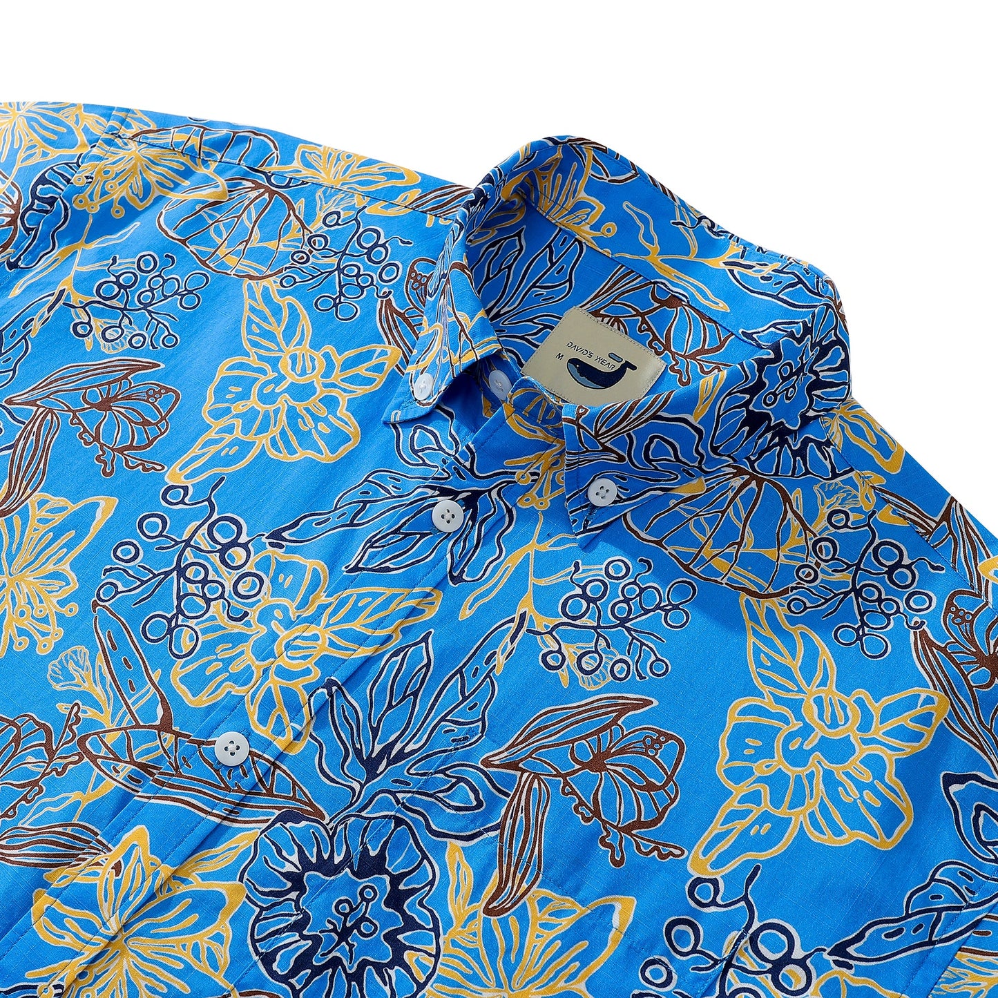 Men's Aloha Shirt Cotton Short Sleeve Button Down Paper-cut Art Print Hidden Pocket