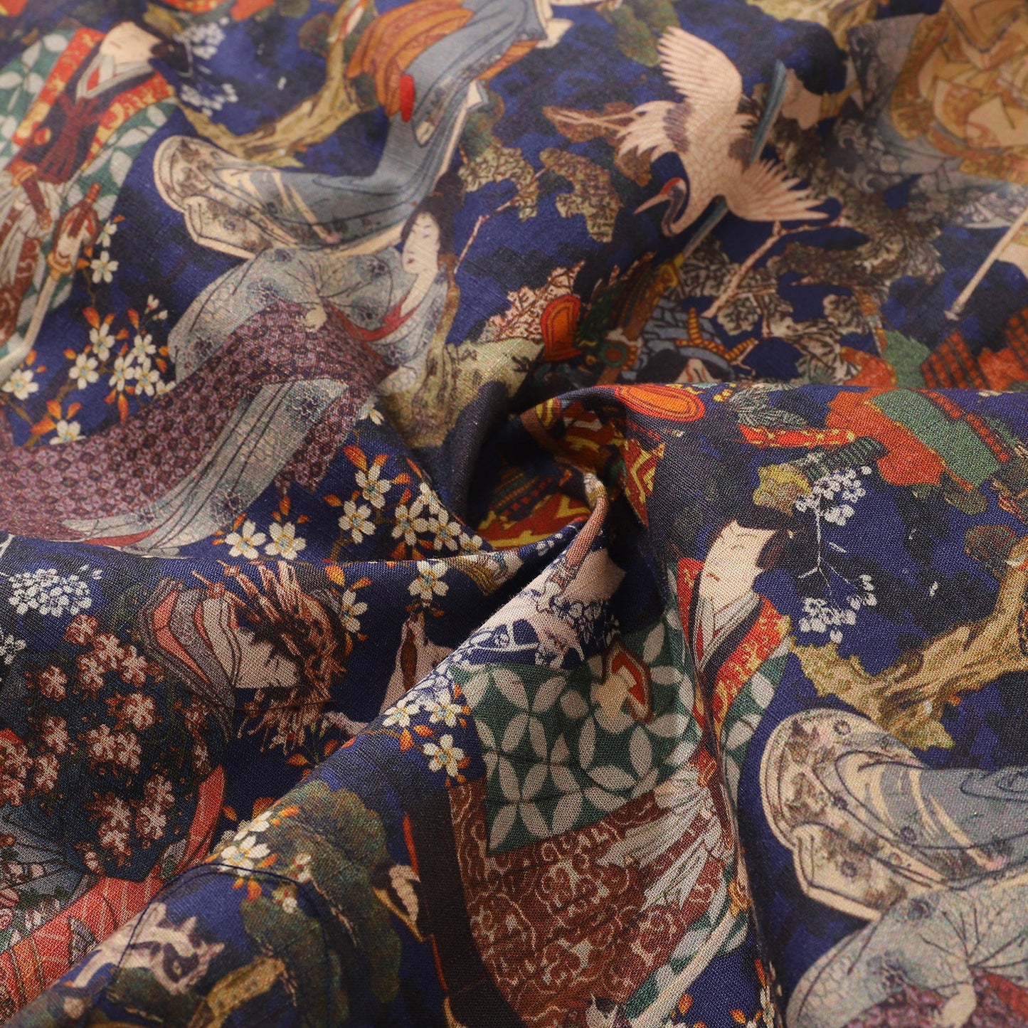 Hawaiian Shirt For Men Edo Period Shirt Camp Collar 100% Cotton