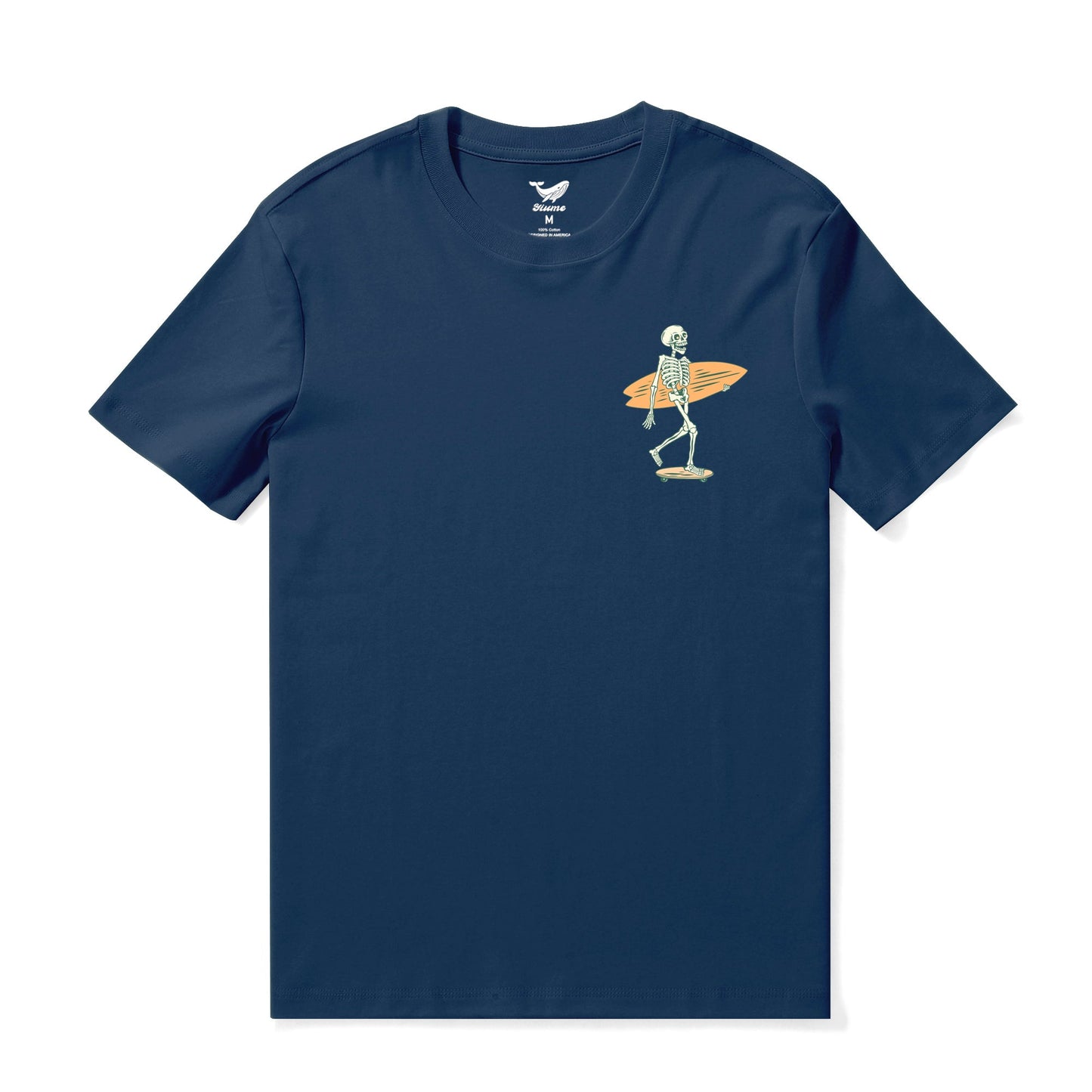 Hawaiian Tee For Men Out There☠️ 🌊BY LOINDAFLOW Tee Crew Neck 100% Cotton - NAVY BLUE
