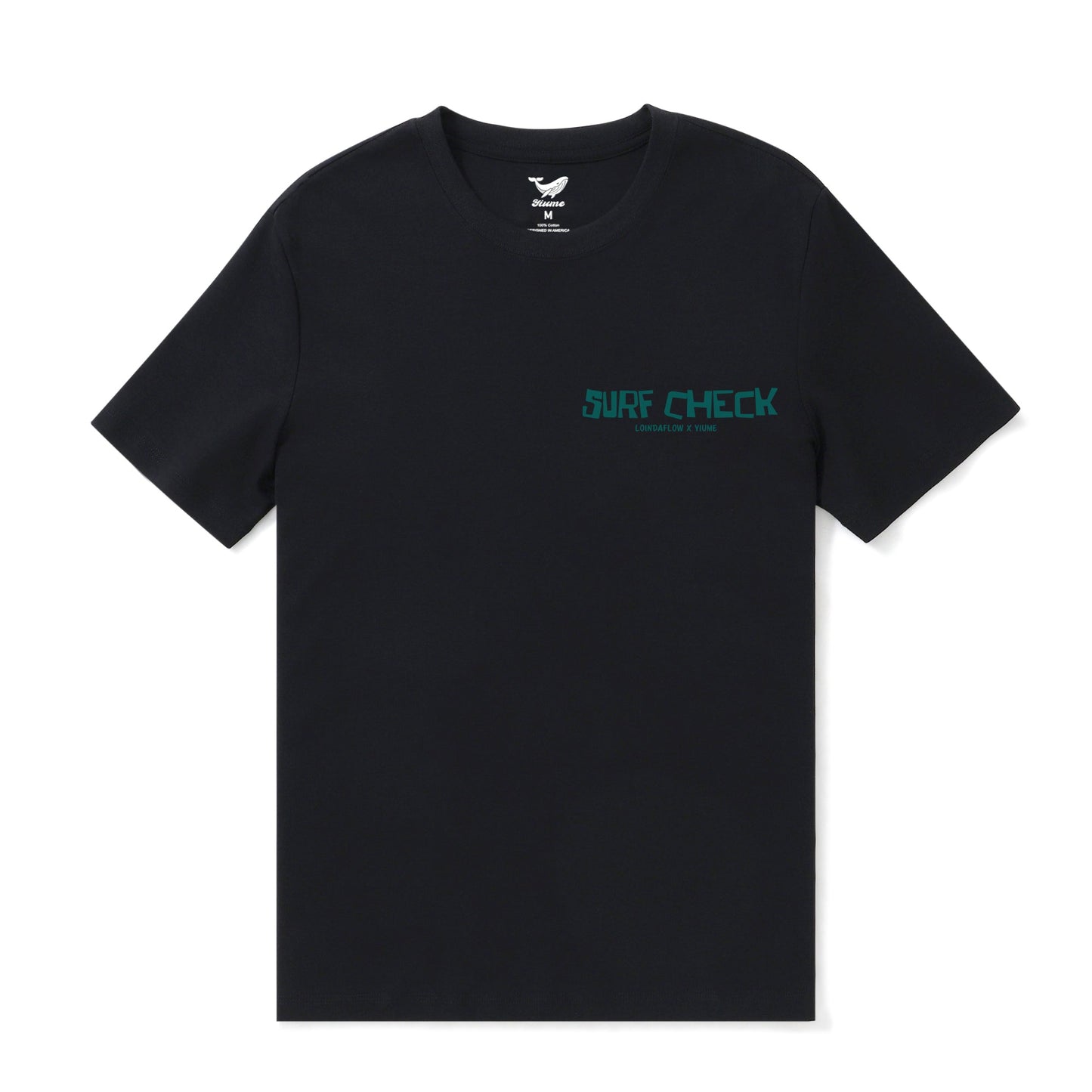 Hawaiian Tee For Men Surf Check By Loindaflow Tee Crew Neck 100% Cotton - BLACK