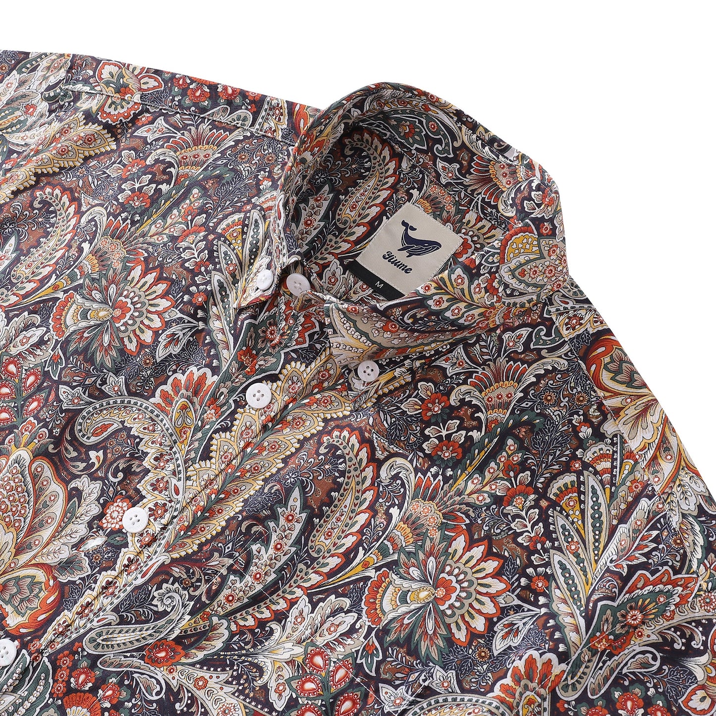 Men's Hawaiian Shirt Scroll Pattern Print Cotton Button-down Short Sleeve Aloha Shirt