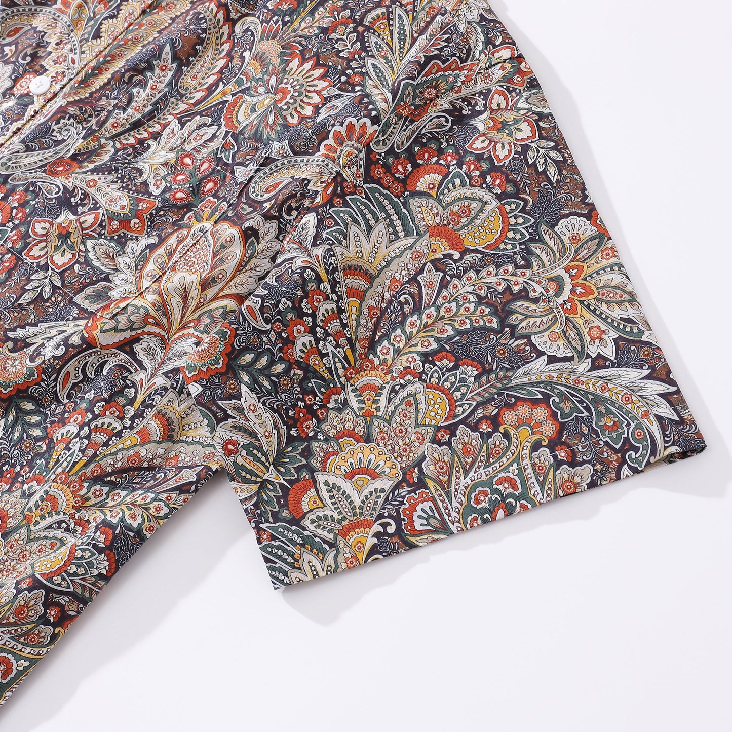 Men's Hawaiian Shirt Scroll Pattern Print Cotton Button-down Short Sleeve Aloha Shirt