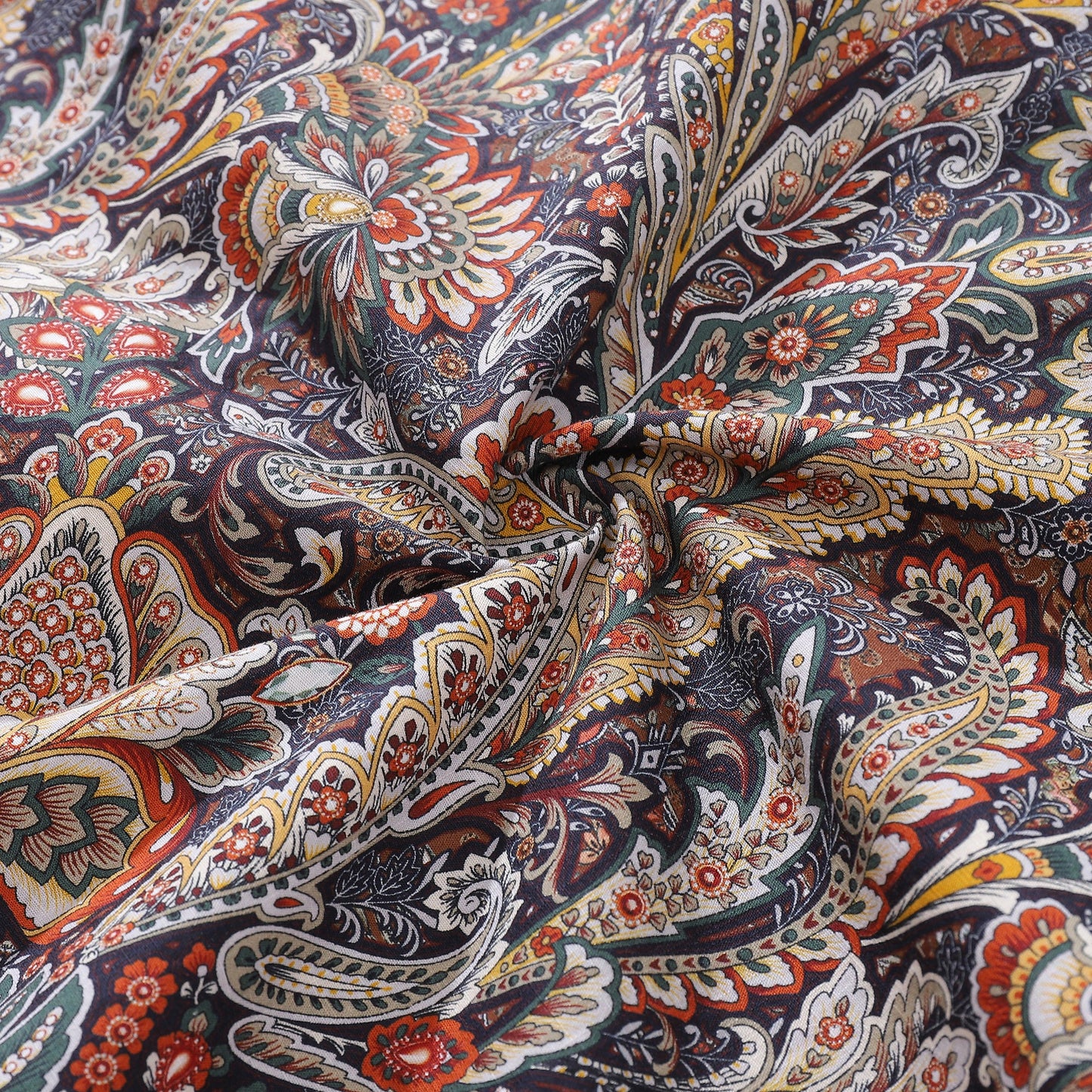 Men's Hawaiian Shirt Scroll Pattern Print Cotton Button-down Short Sleeve Aloha Shirt