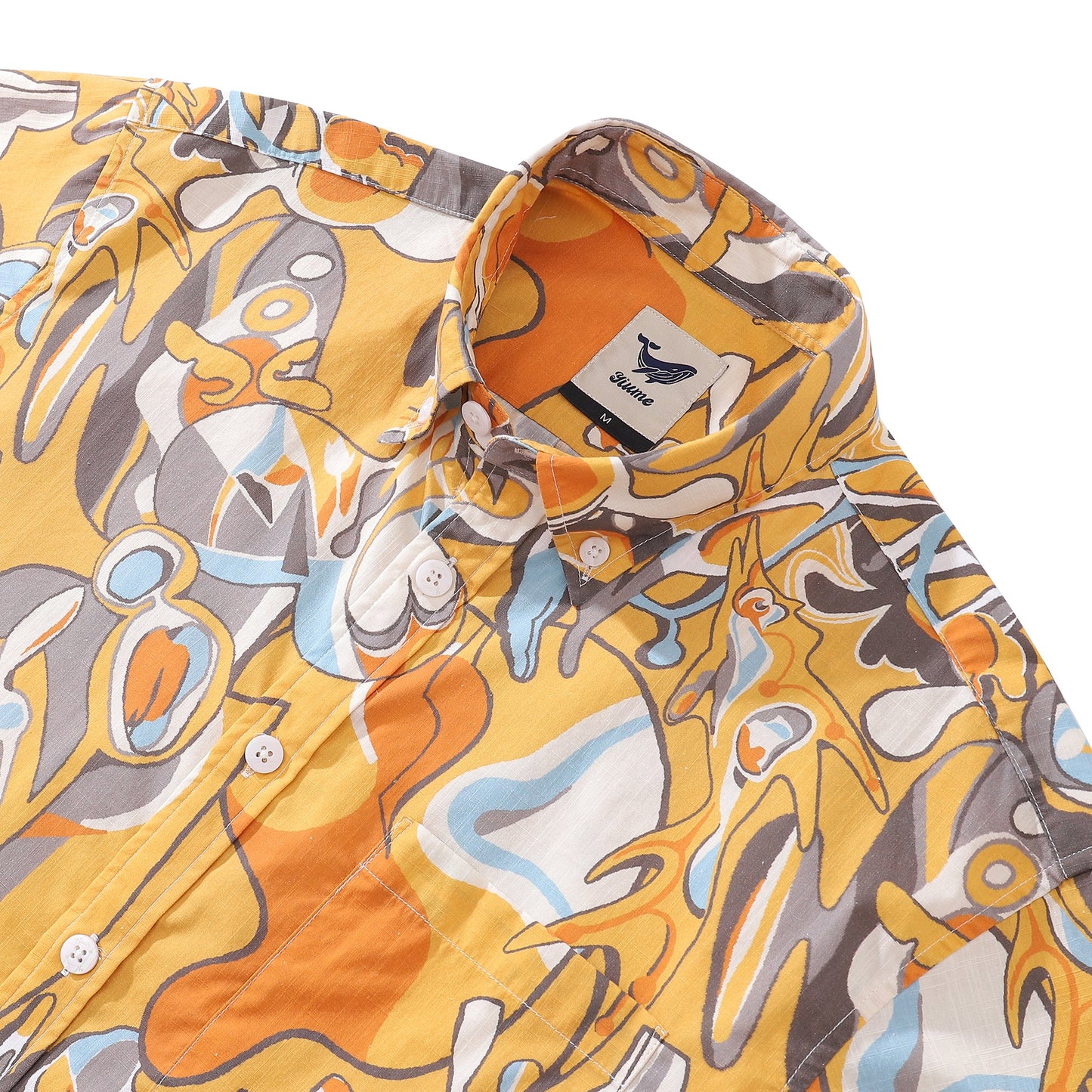 Men's Hawaiian Shirt Tropical Jazz Print Cotton Button-down Short Sleeve Aloha Shirt