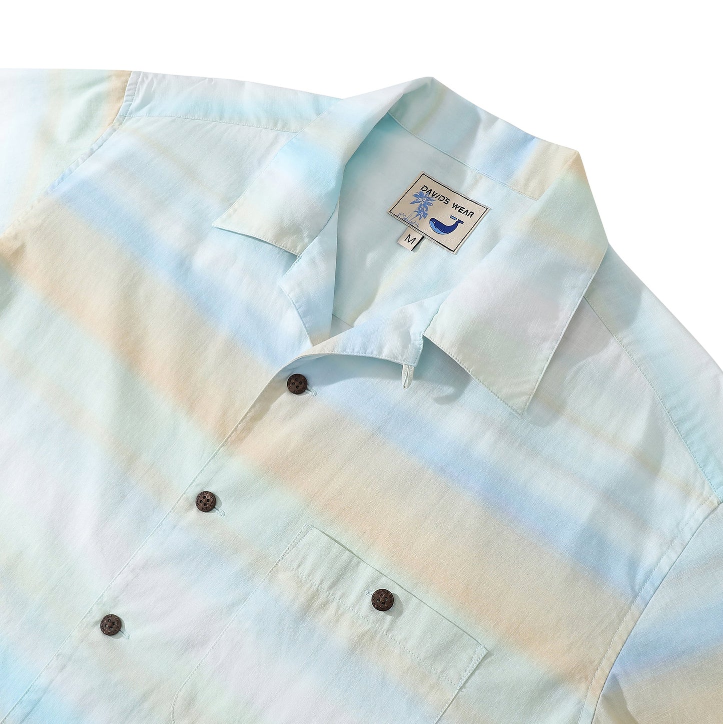 Men's Stripe Blurred Camp Shirt Hawaiian Coconut Button Short Sleeve Aloha Shirt