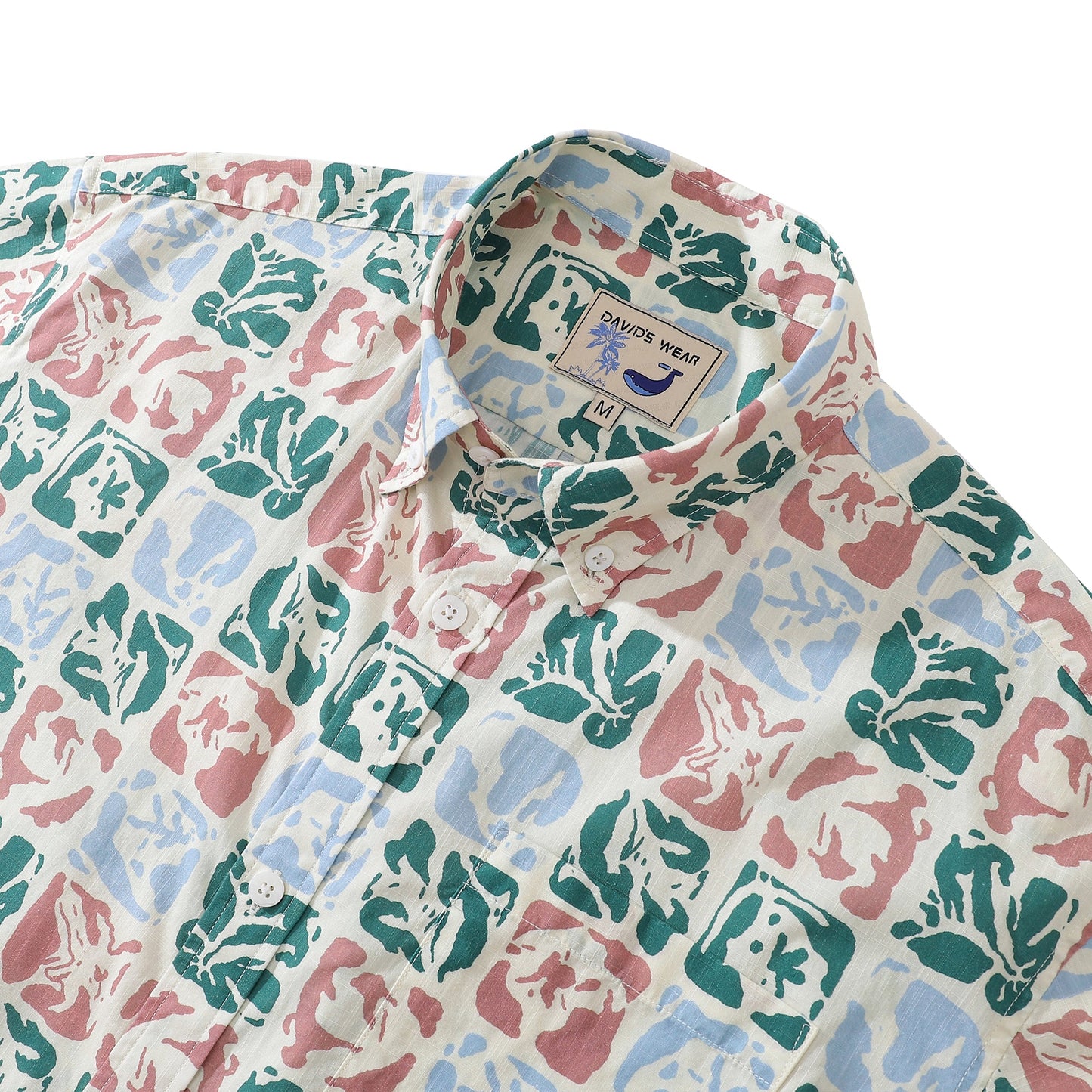 Valentine's Day Hawaiian Shirts For Men Vintage Cotton Button Down Rose Seal Short Sleeve Aloha Shirt